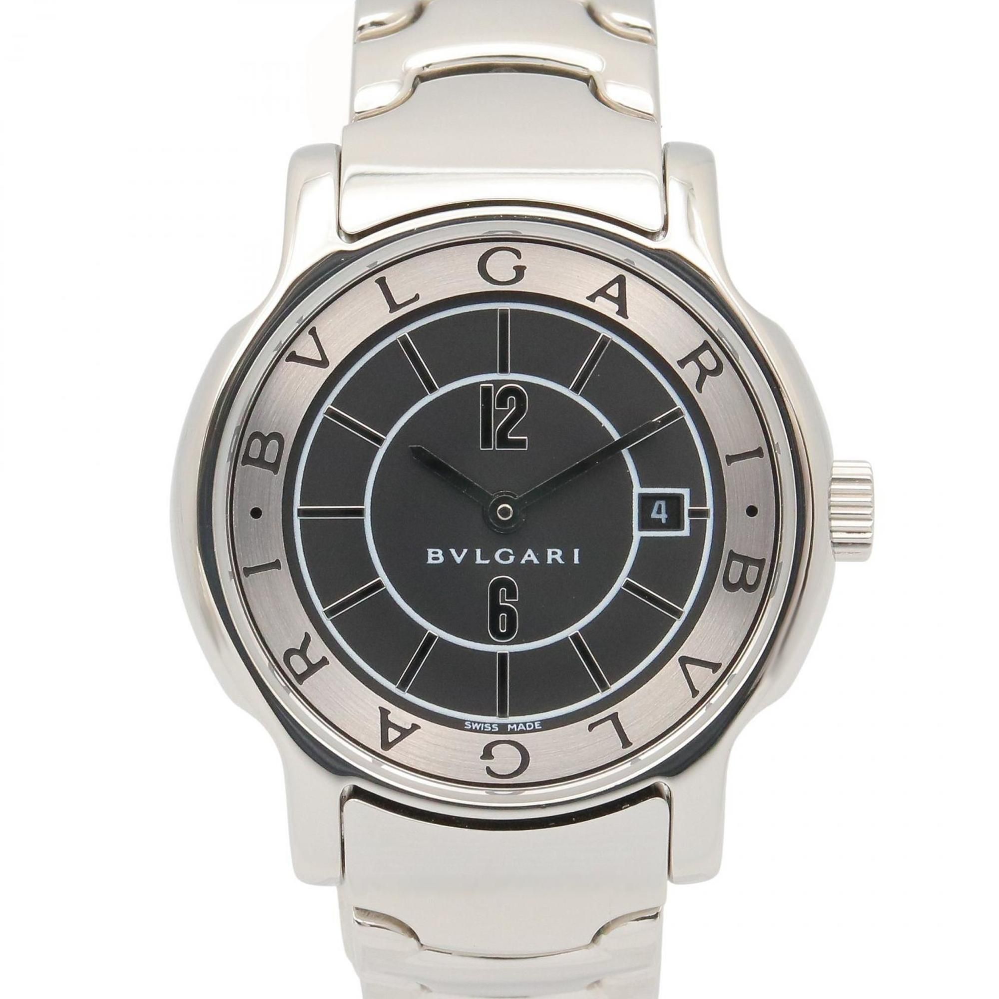 BVLGARI Solotempo Stainless Steel Watch for Women, Black, ST29S