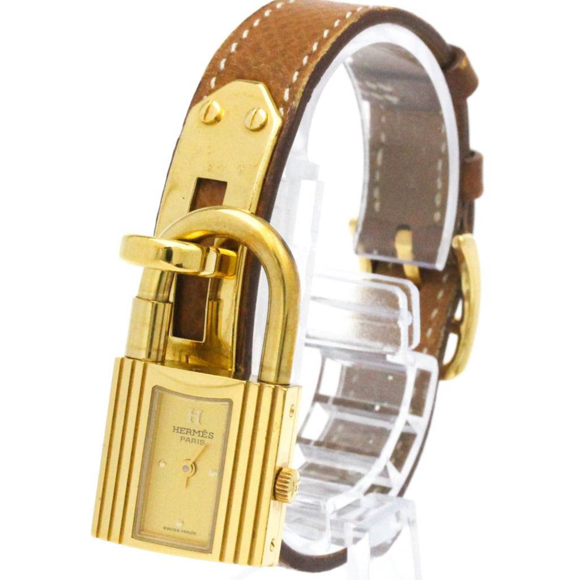 HERMES Kelly Watch Gold Plated Leather Quartz Ladies Watch