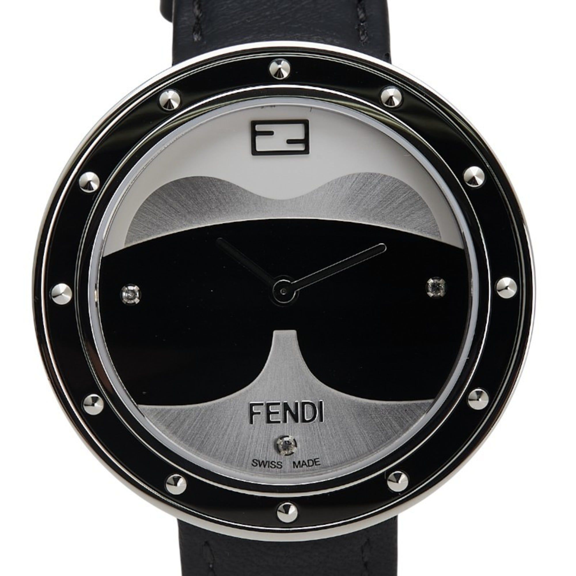 Fendi My Way 3-Piece Diamond Quartz Watch with Silver Dial, Stainless Steel and Leather Strap for Wo