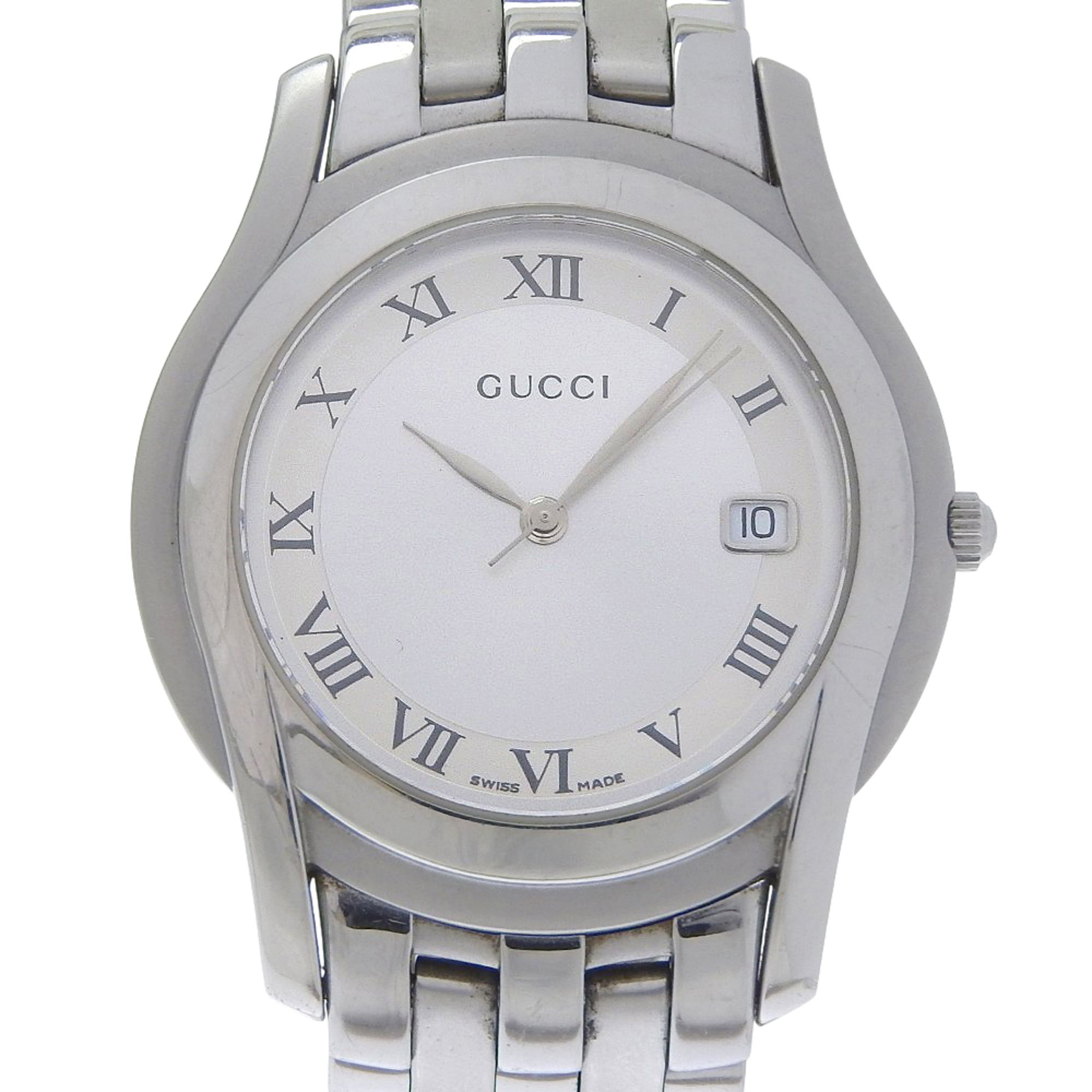 Gucci G-Class Watch 5500M Stainless Steel Quartz Analog Silver Dial Men's