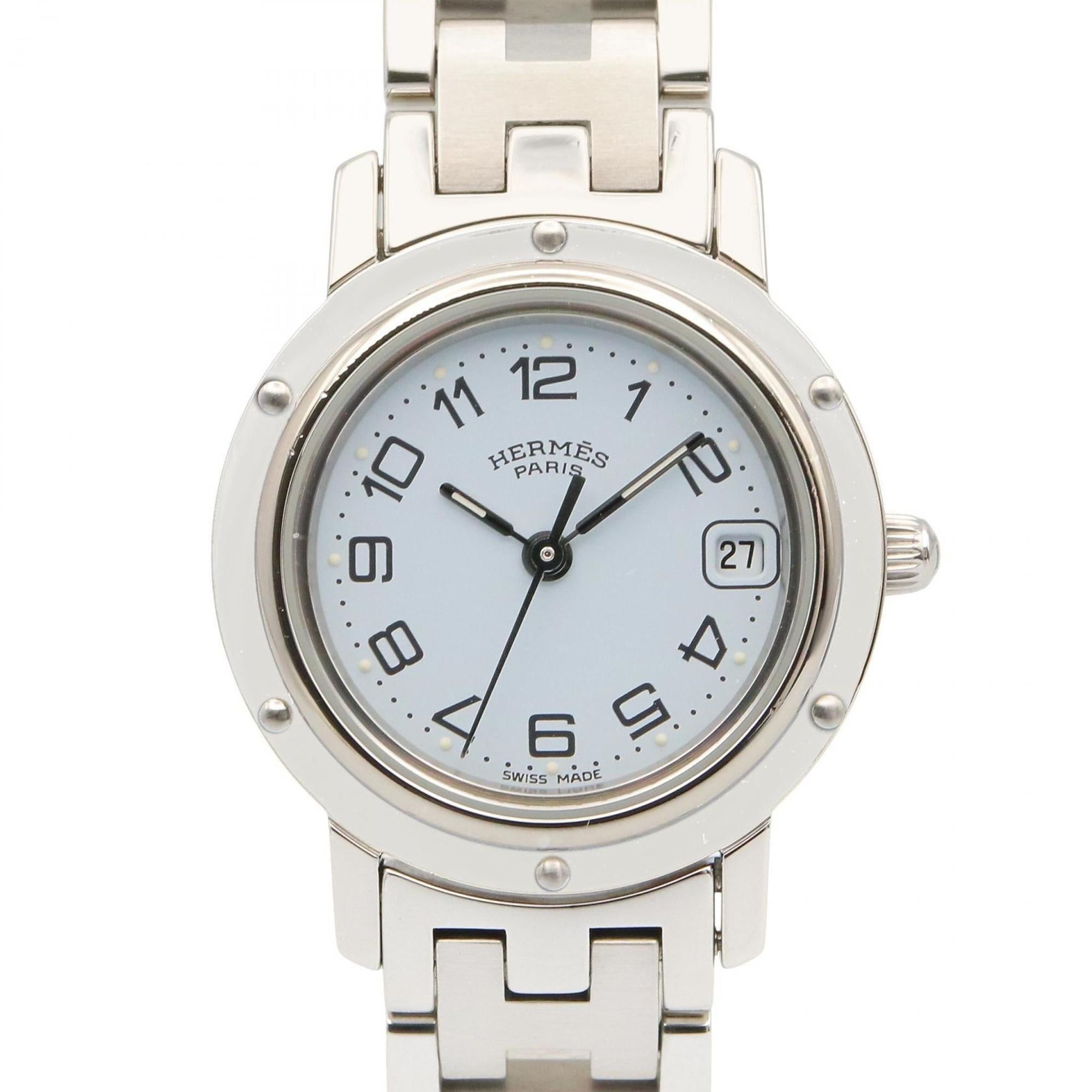 Hermès Clipper Watch, Stainless Steel, Women's, White, CL4.210