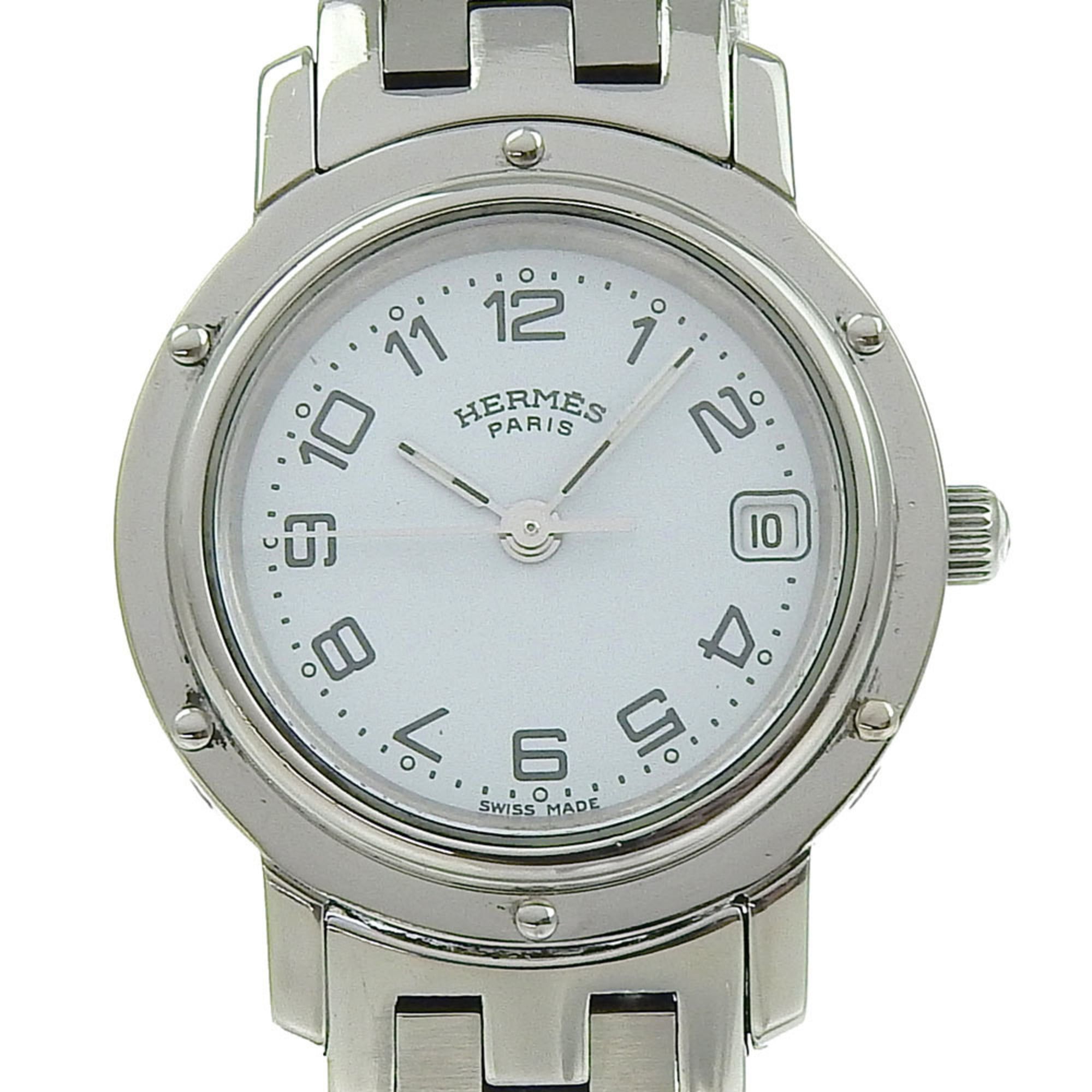 Hermes HERMES Clipper Watch CL4.210 Stainless Steel Quartz Analog Display White Dial Women's S212224