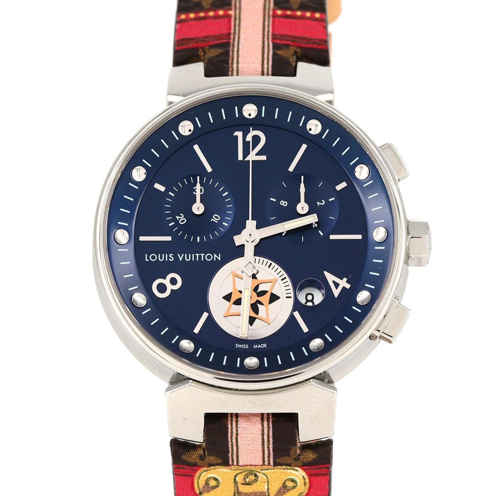 Louis Vuitton Tambour Moon Star Chrono QA032 Stainless Steel Quartz Watch