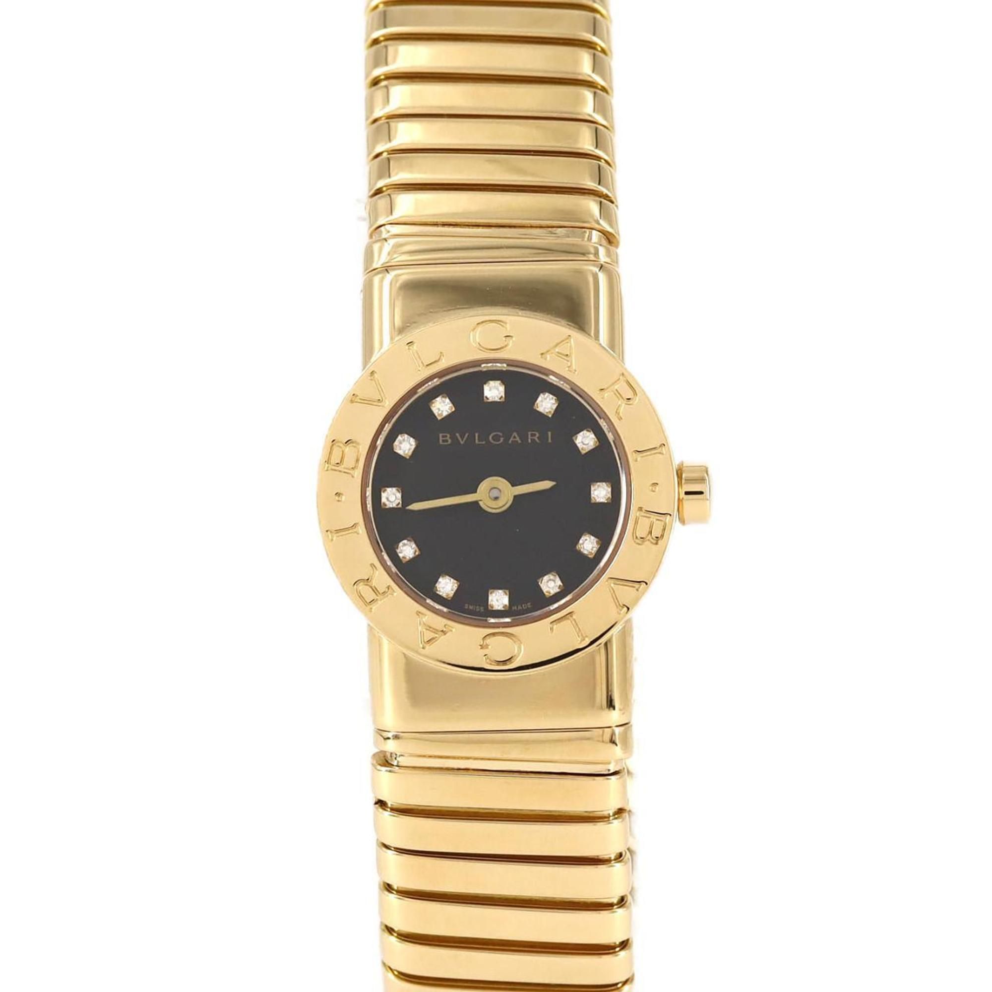 Bvlgari Tubogas Yellow Gold 12P Large Size BB192TG Quartz Watch