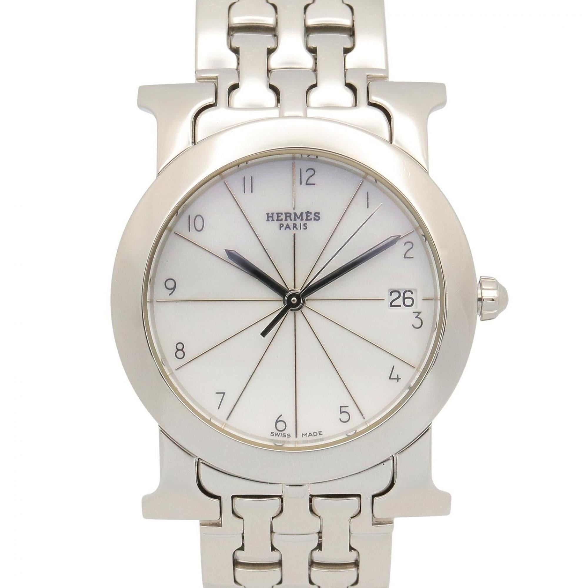 Hermes H-Watch Ronde Wristwatch, Stainless Steel, Women's, White (HR1.510)