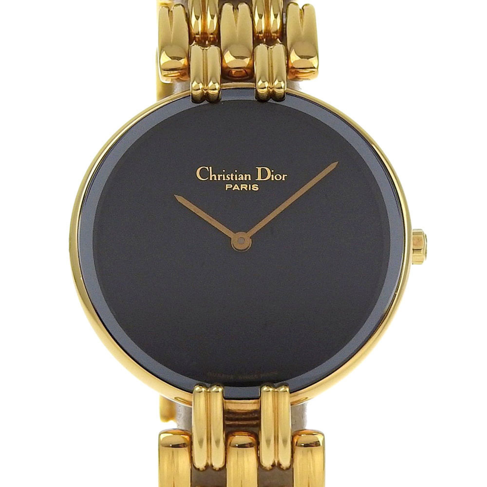 Christian Dior Bakira Watch 46 154-2 Stainless Steel Quartz Analog Display Black Dial Women's