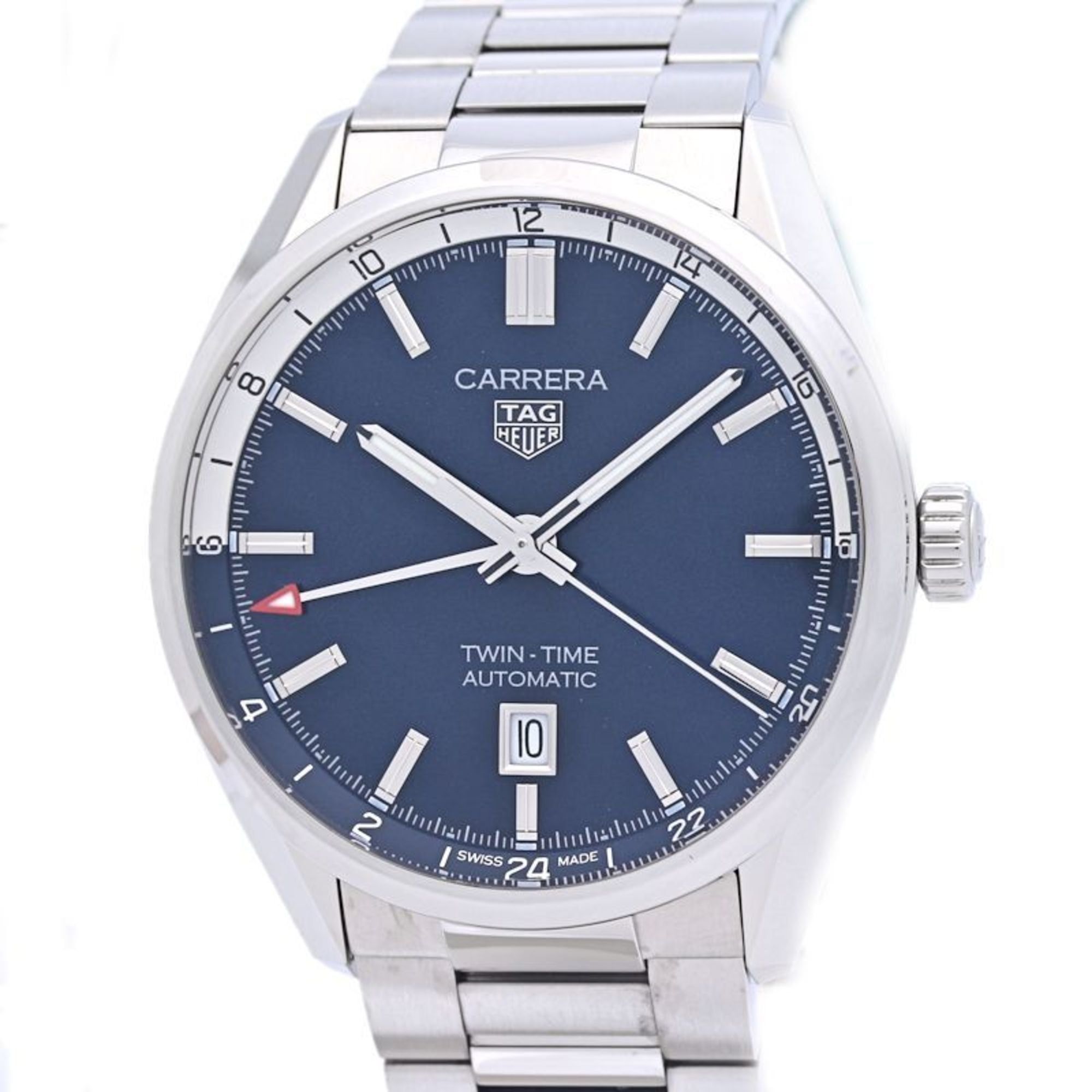 TAG HEUER Carrera Calibre 7 Twin Time Date WBN201A.BA0640 Men's Stainless Steel Watch 40283