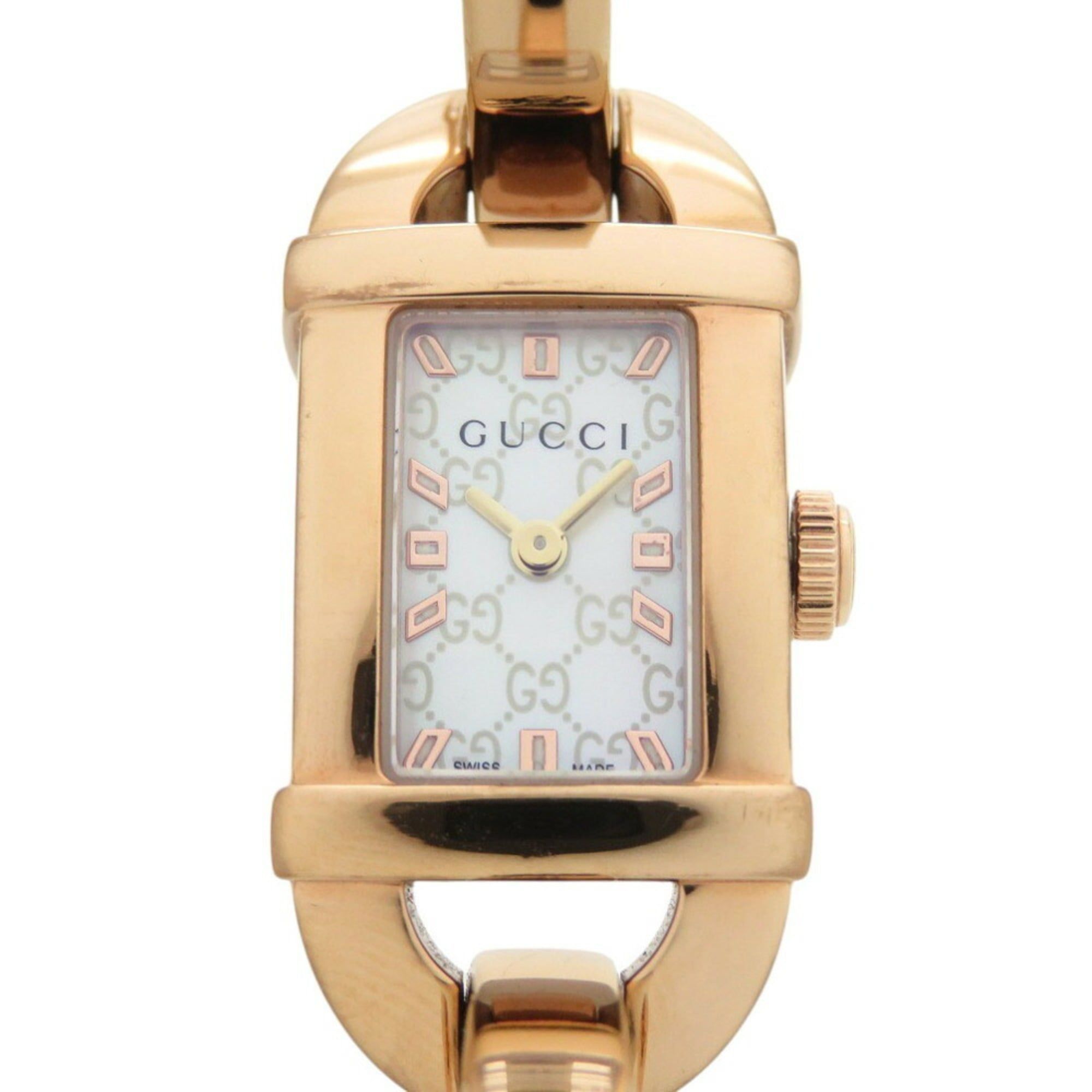 Gucci 6800L Pink Gold Shell Dial Stainless Steel White Quartz Watch 1683GUCCI