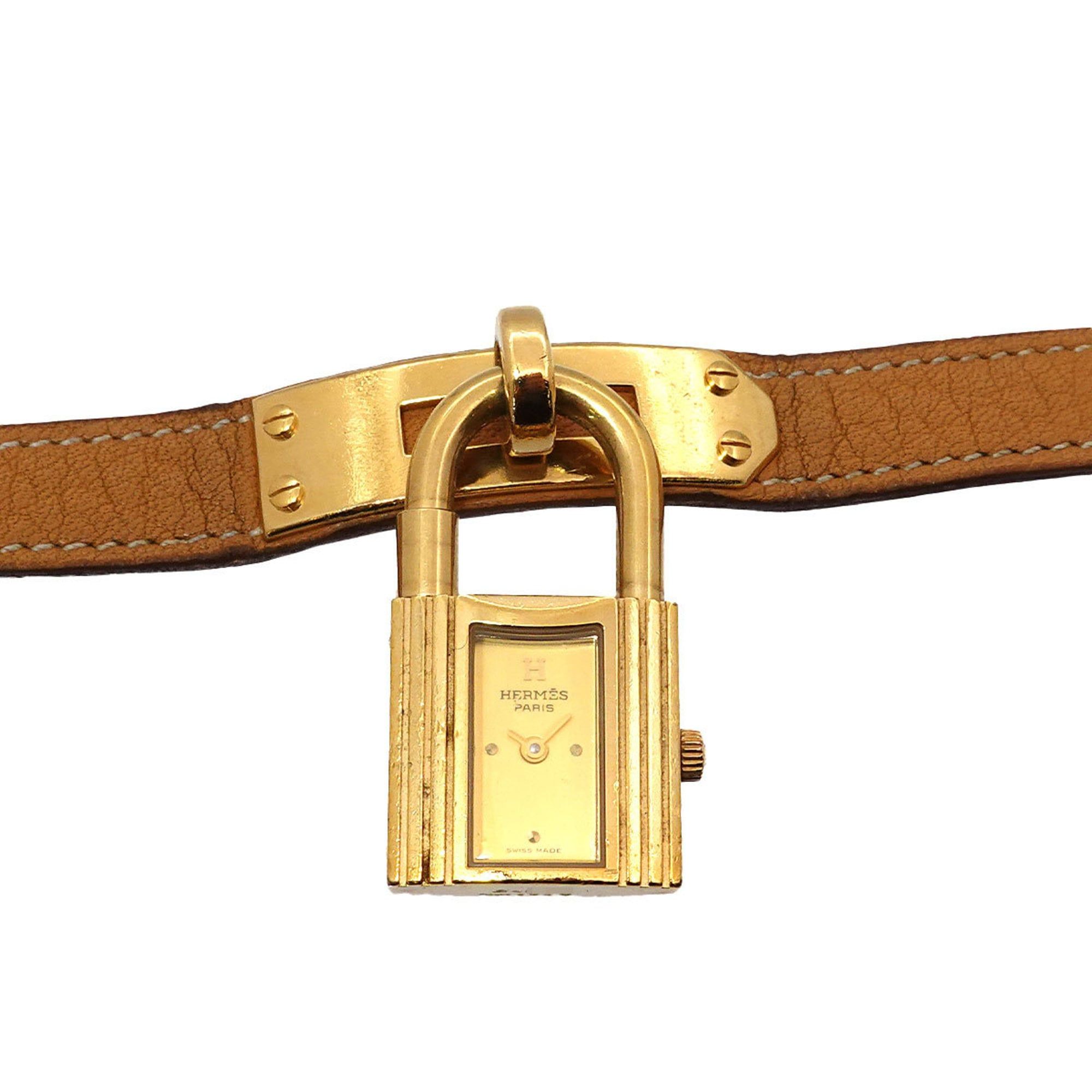 Hermès Kelly Watch Women's Gold Brown Quartz with Cadena