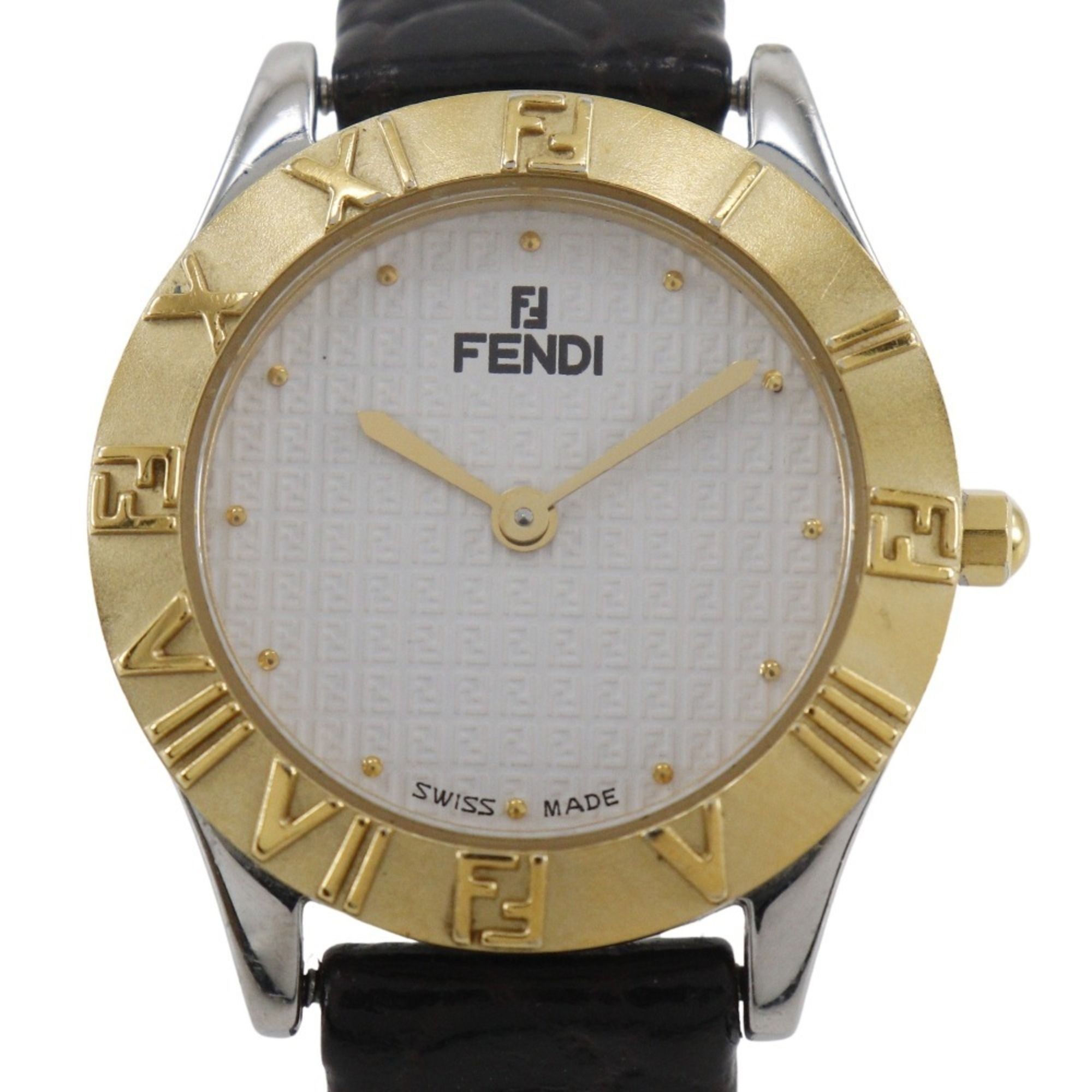 Fendi FENDI Watch 2000L Gold Plated x Stainless Steel Quartz Analog Display White Dial Women's