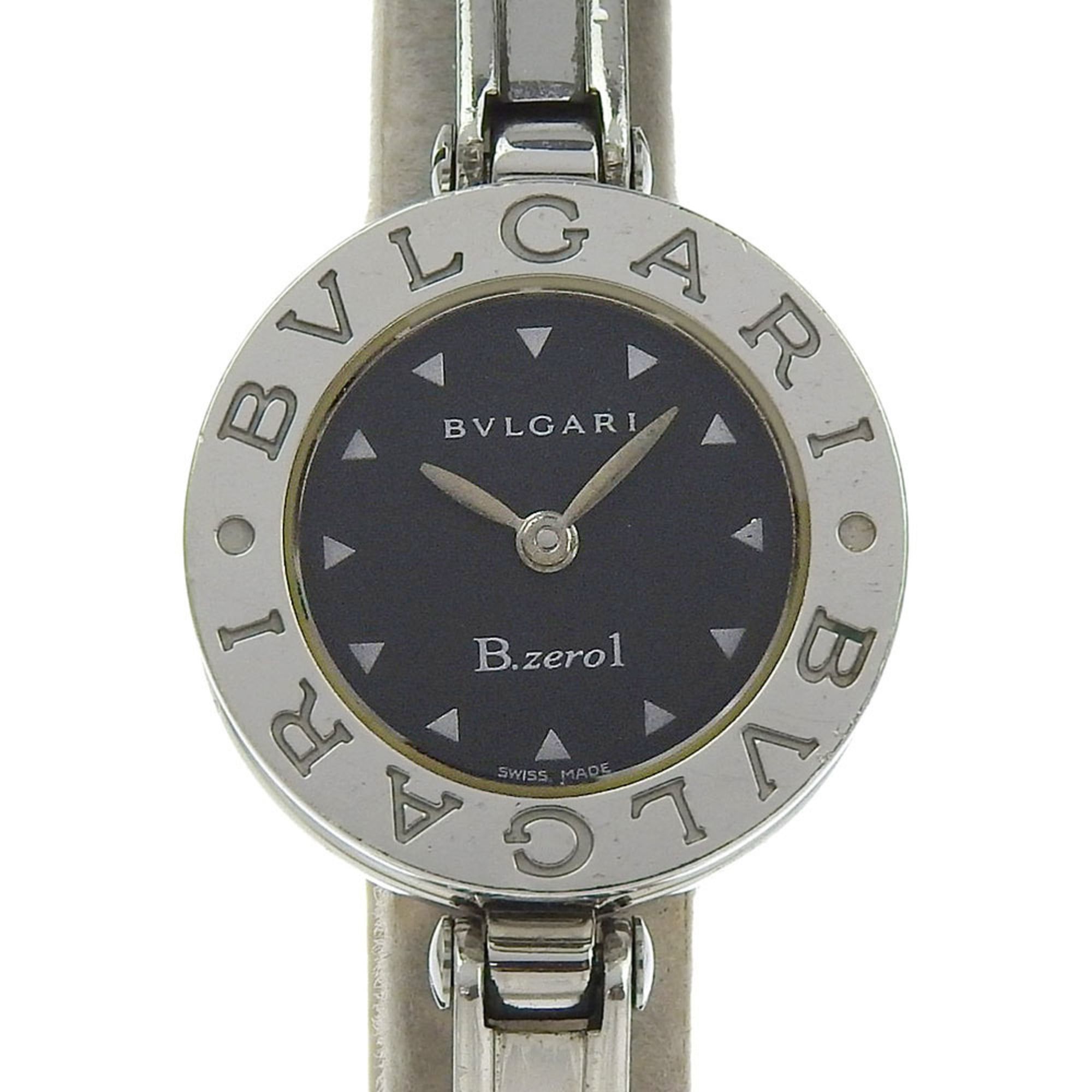 BVLGARI Bzero1 Watch, BZ22SS, Stainless Steel, Quartz Movement, Analog Display, Black Dial, Women's