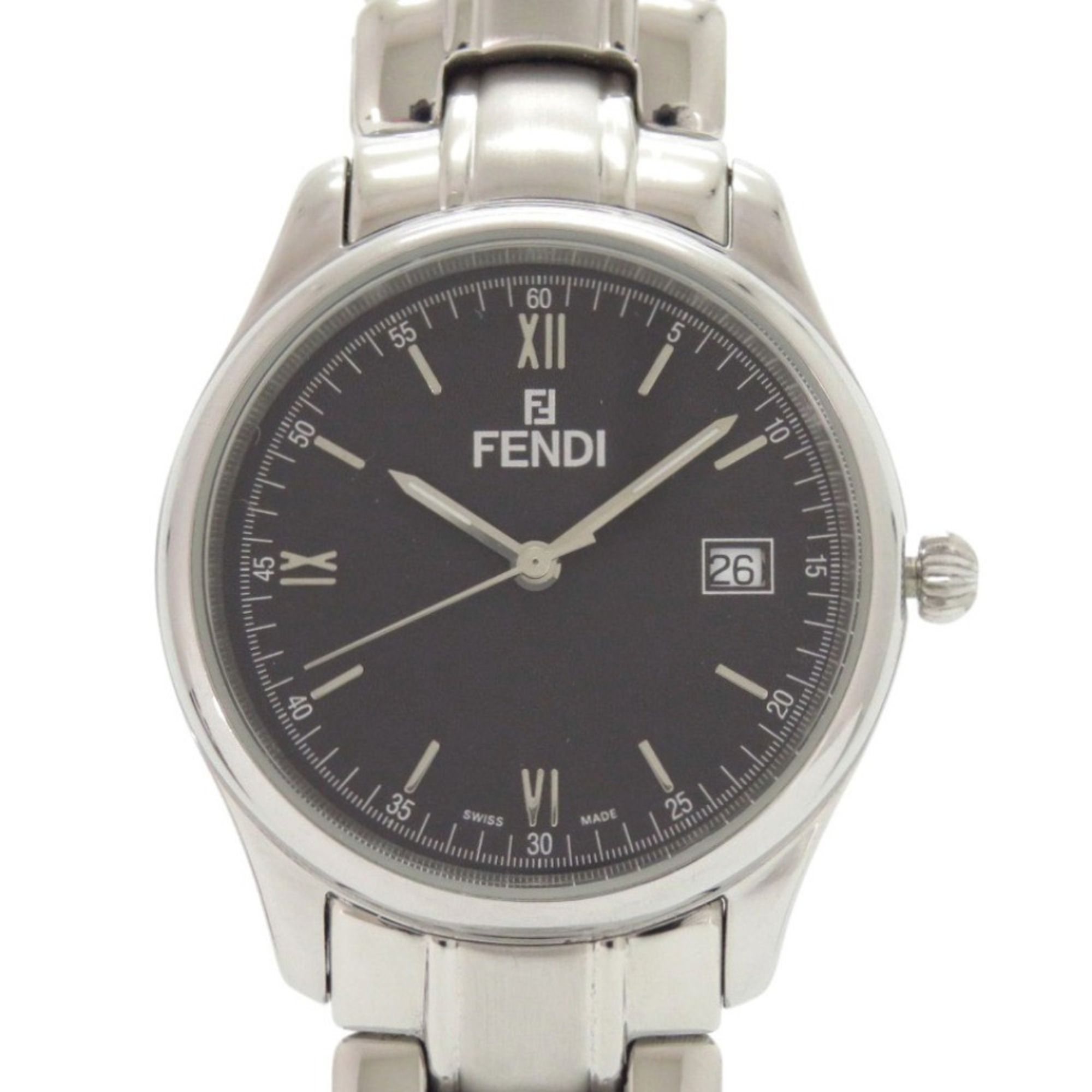 Fendi 210G Stainless Steel Black Dial Silver Quartz Watch 1818 FENDI