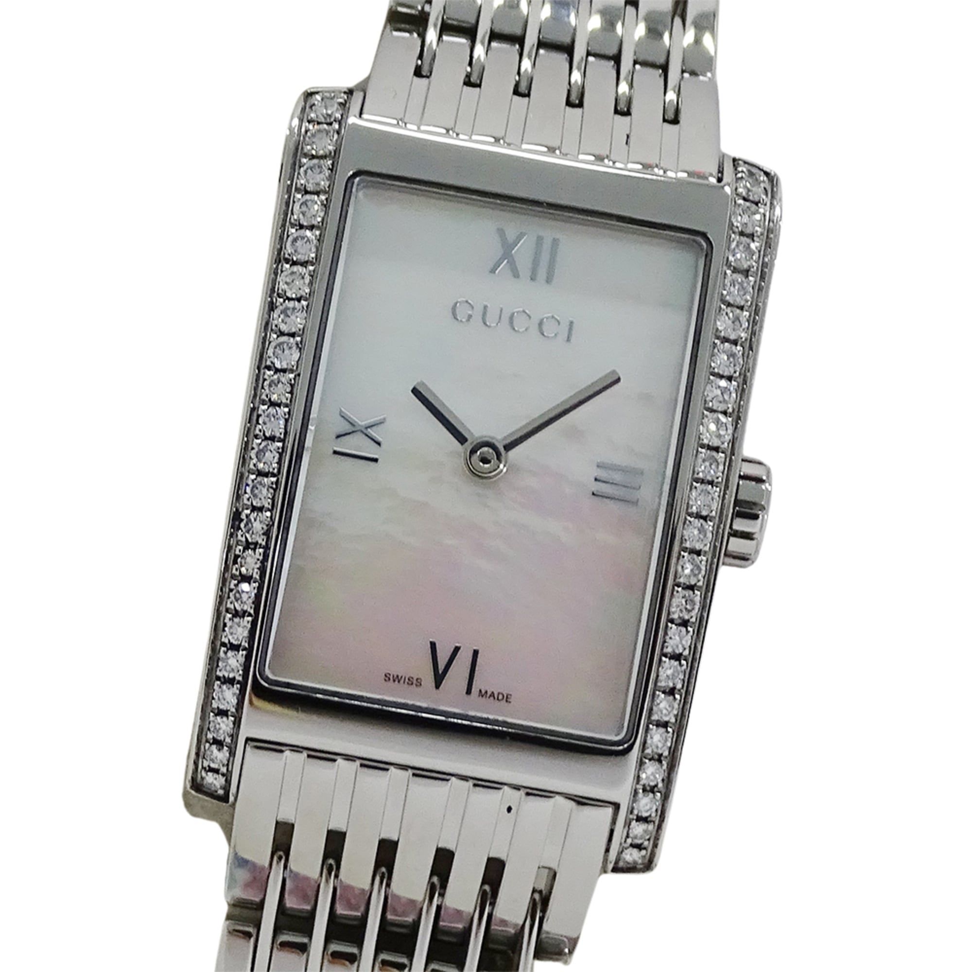 Gucci GUCCI Boys' Diamond Shell Quartz Watch QZ Stainless Steel SS 8600J Silver Polished