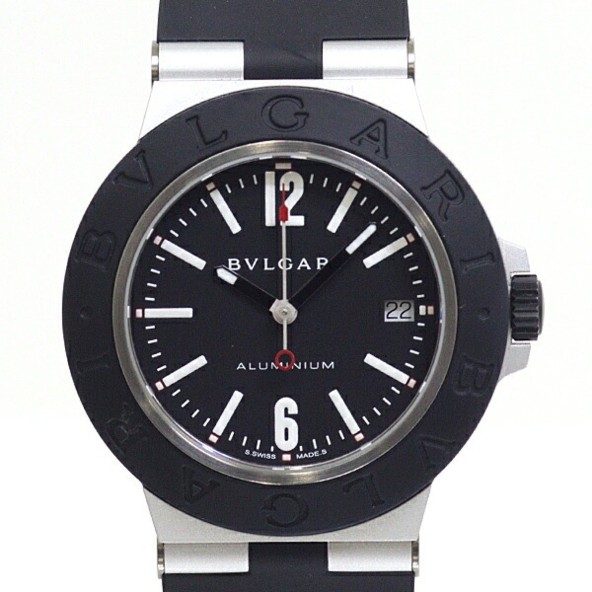 BVLGARI Men's Watch Aluminum Automatic BB40BATRSNL Black Dial Winding