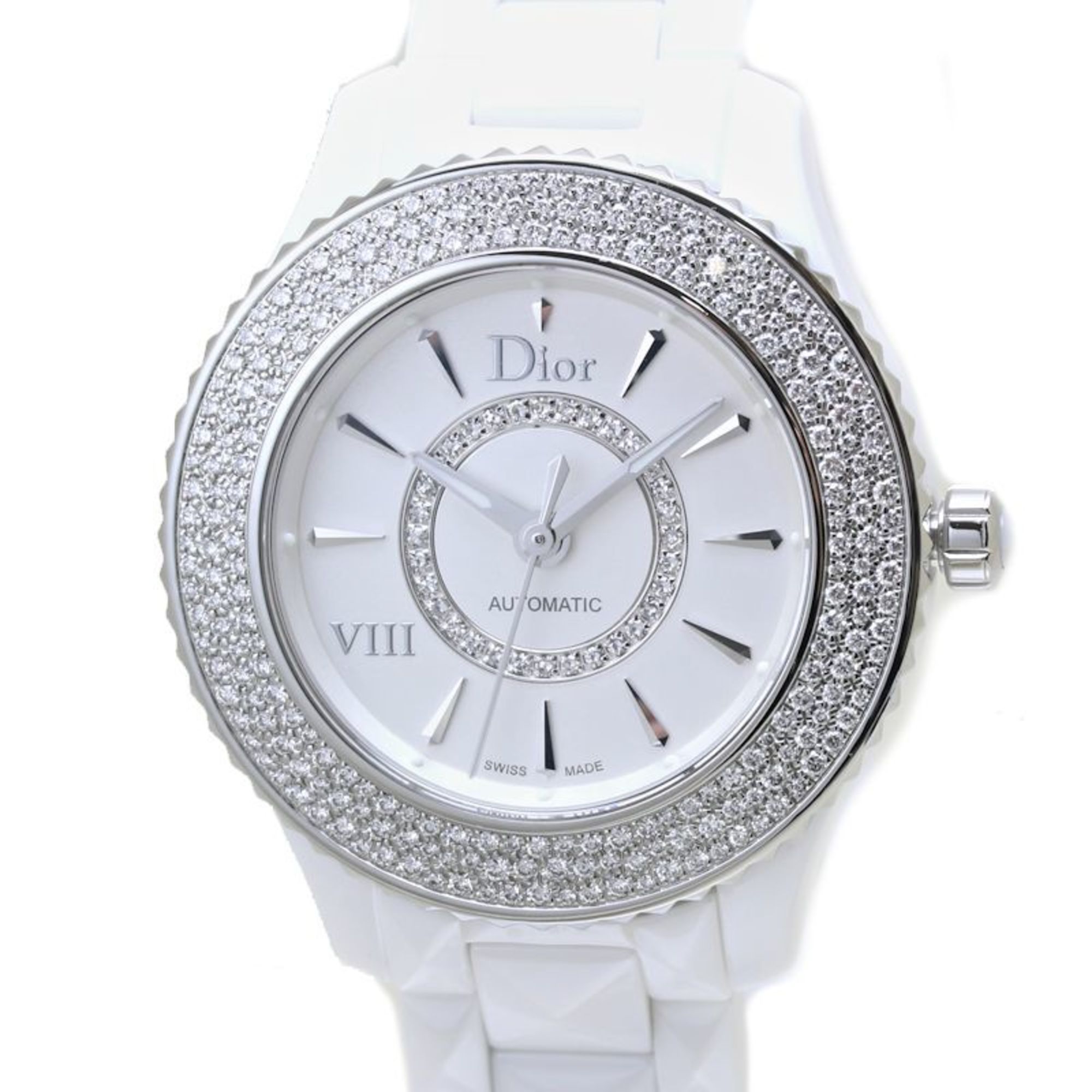 Christian Dior VIII On Huit Diamond CD1235E5C001 White Ceramic xSS Women's 39820