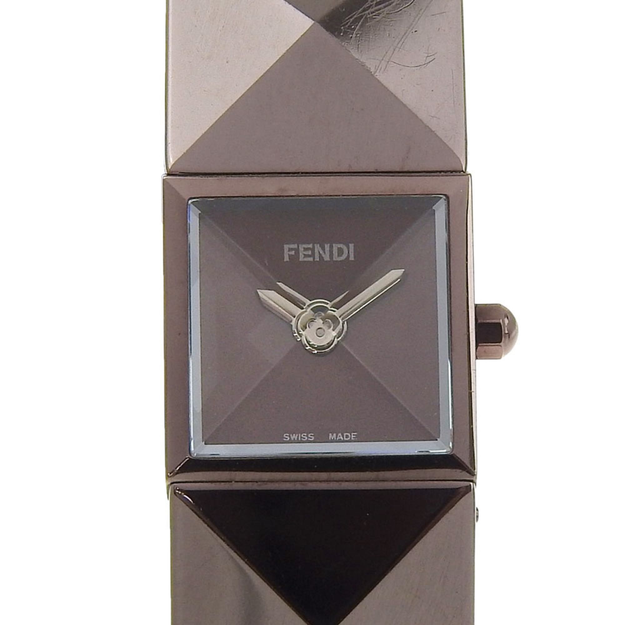 Fendi Pyramid Watch 4260L Stainless Steel Quartz Analog Brown Dial Women's