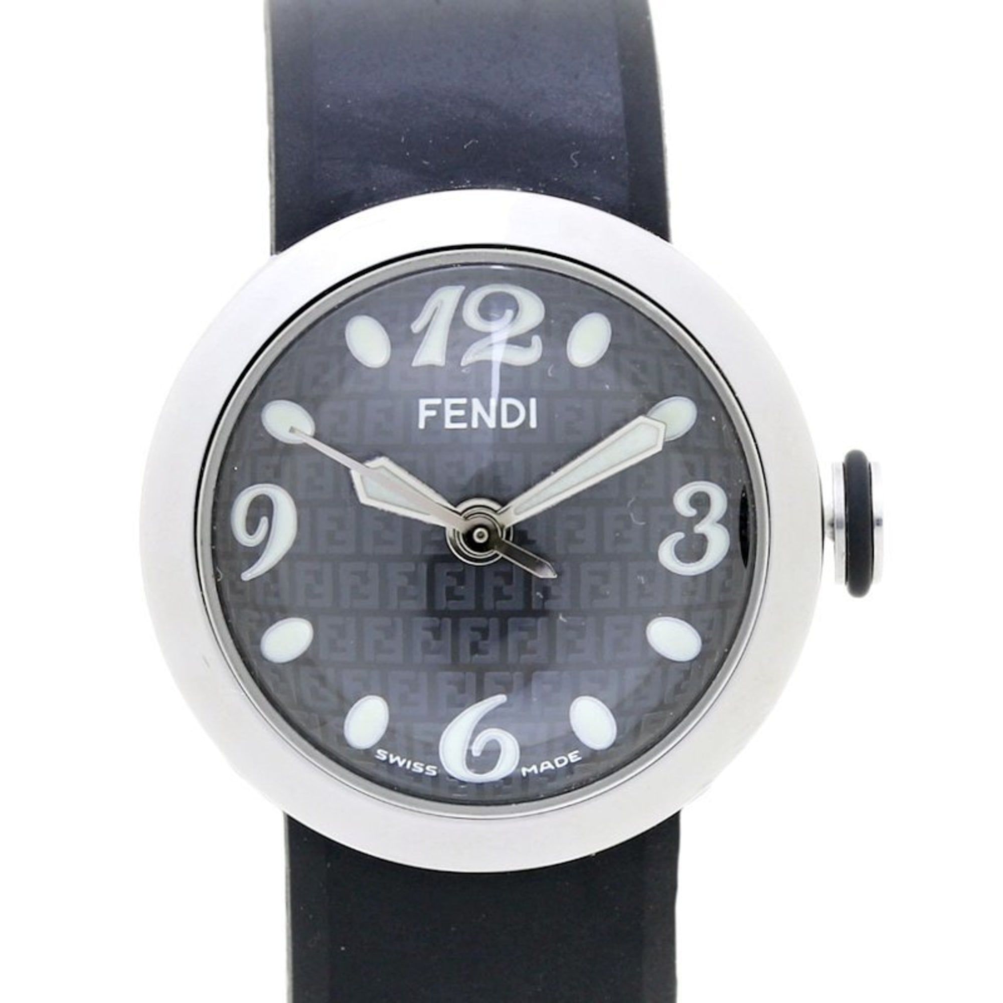 FENDI Boosra F802211 8010L Stainless Steel x Rubber Black Ladies 39213