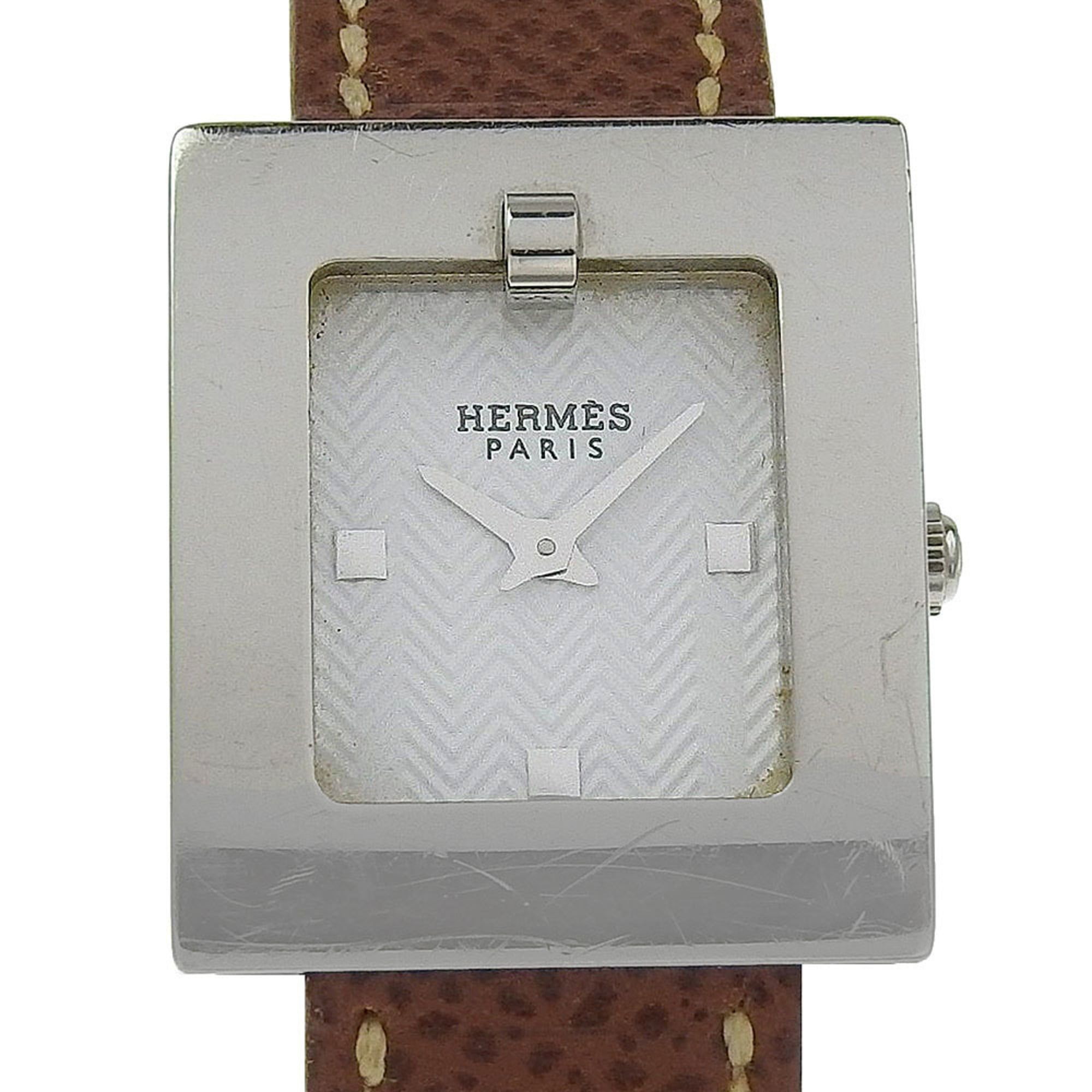 Hermès BE1.110 Women's Stainless Steel and Leather Strap Watch, 2002, Quartz Movement, Analog Displa