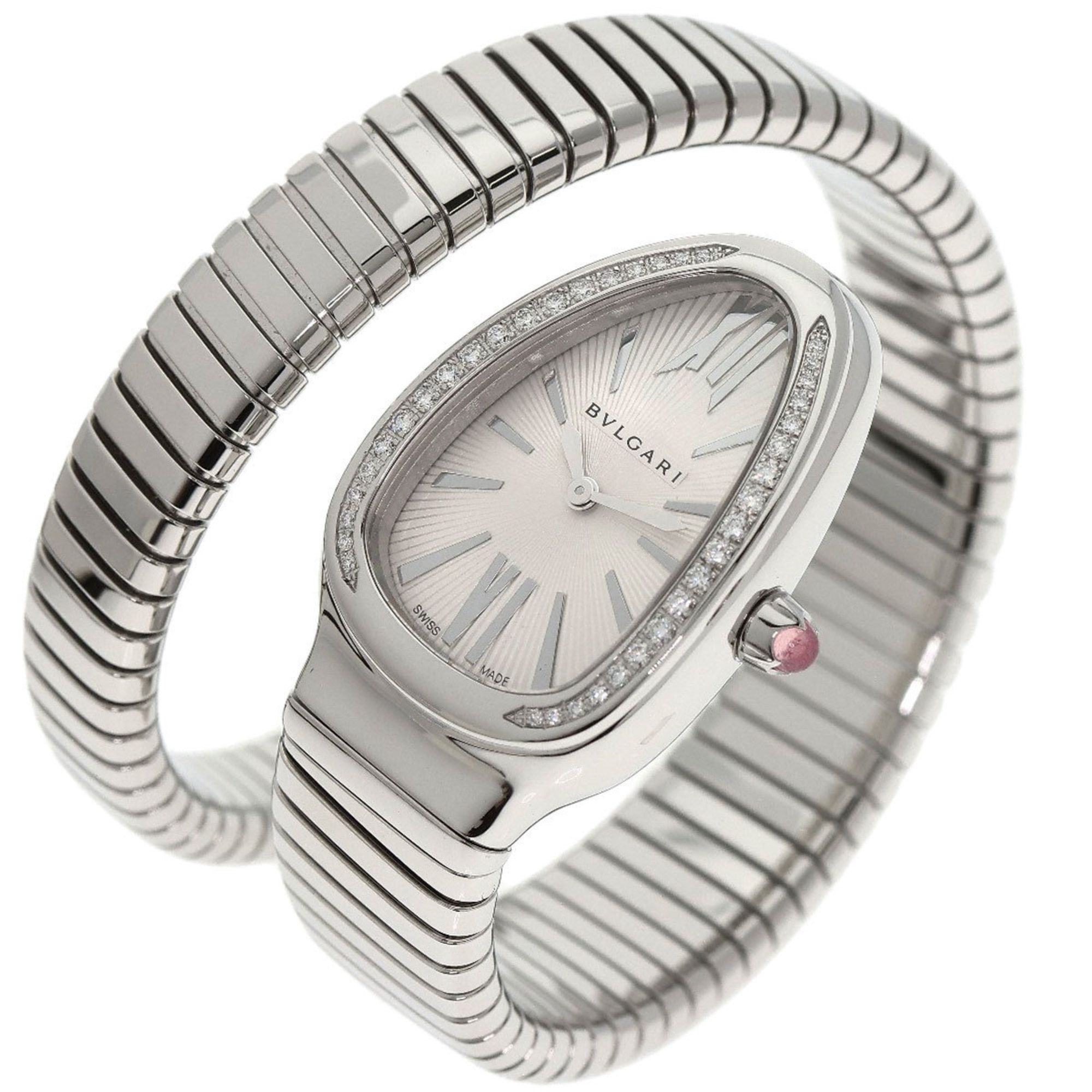 Bvlgari SP35S Serpenti Tubogas Bezel Diamond Watch Stainless Steel/SS/Diamond Women's BVLGARI