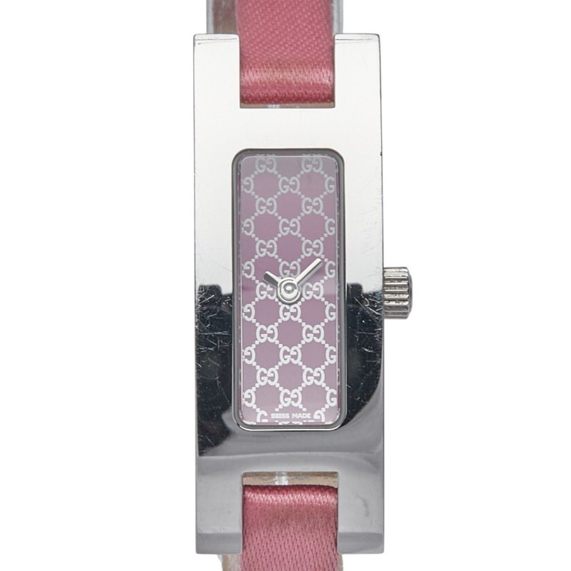 Gucci 3900L Quartz Watch, Pink Dial, Stainless Steel, Nylon, Leather, Women's