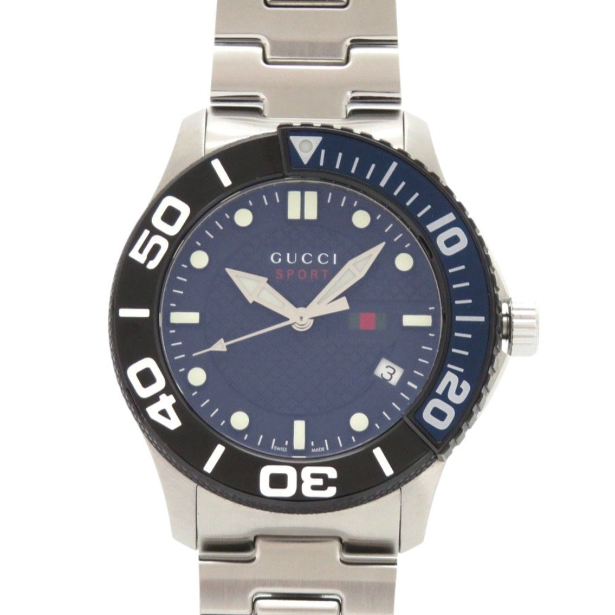 Excellent condition Gucci G-Timeless Sport 126.2 YA126282 Quartz Watch Stainless Steel Navy 0216 GUC