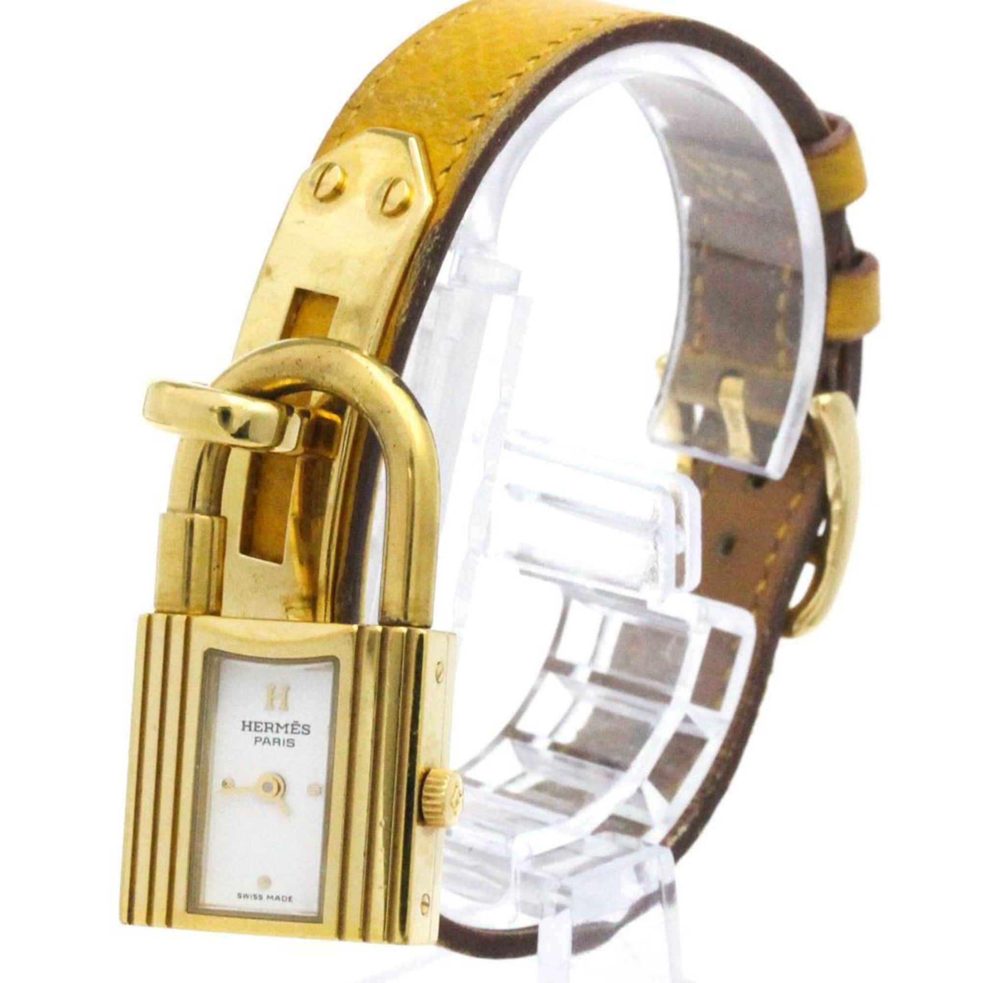 HERMES Kelly Watch Gold Plated Leather Quartz Ladies Watch