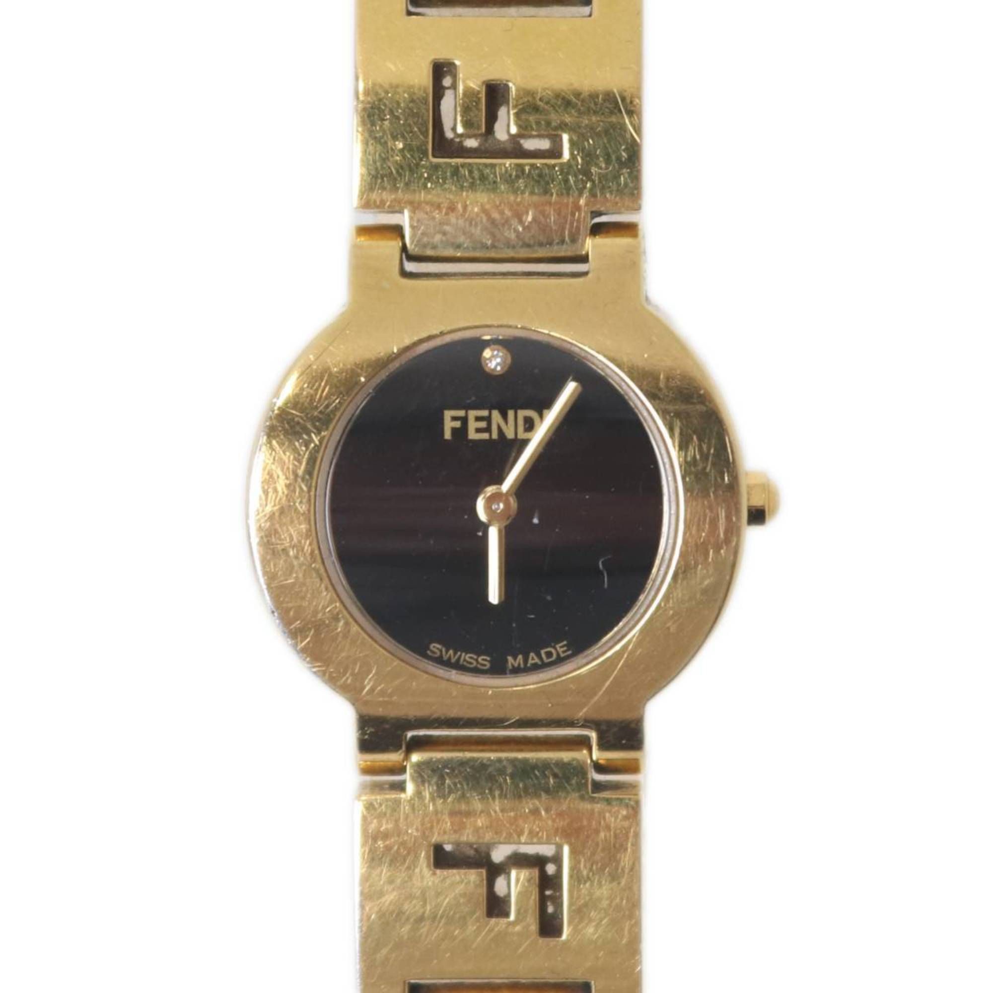 FENDI Stella Limited Edition Women's Watch with Single Diamond, 3060L Yellow Gold, Black Dial, Quart