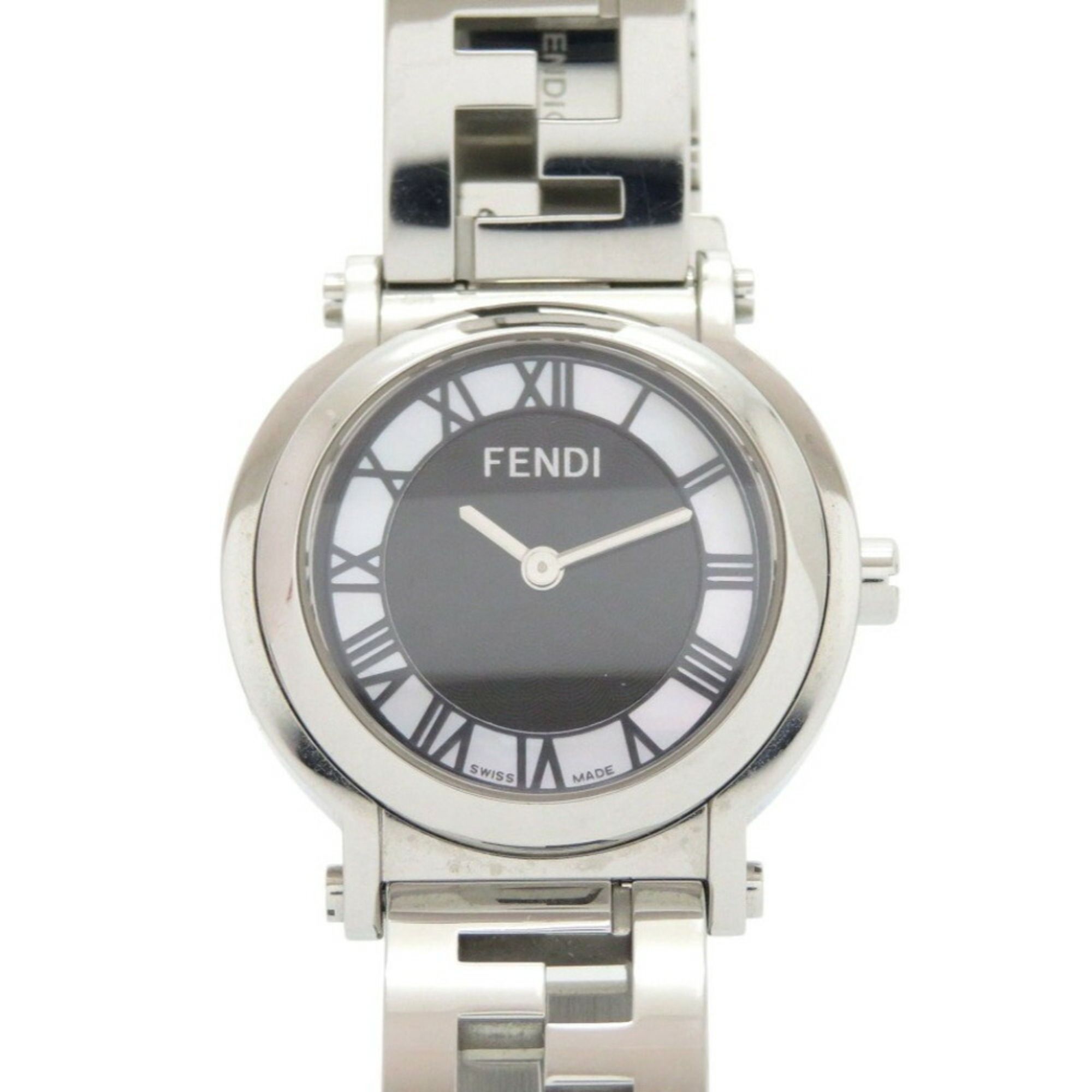 Fendi 6100L Caredro Shell Stainless Steel Black Quartz Watch with Dial 0556FENDI