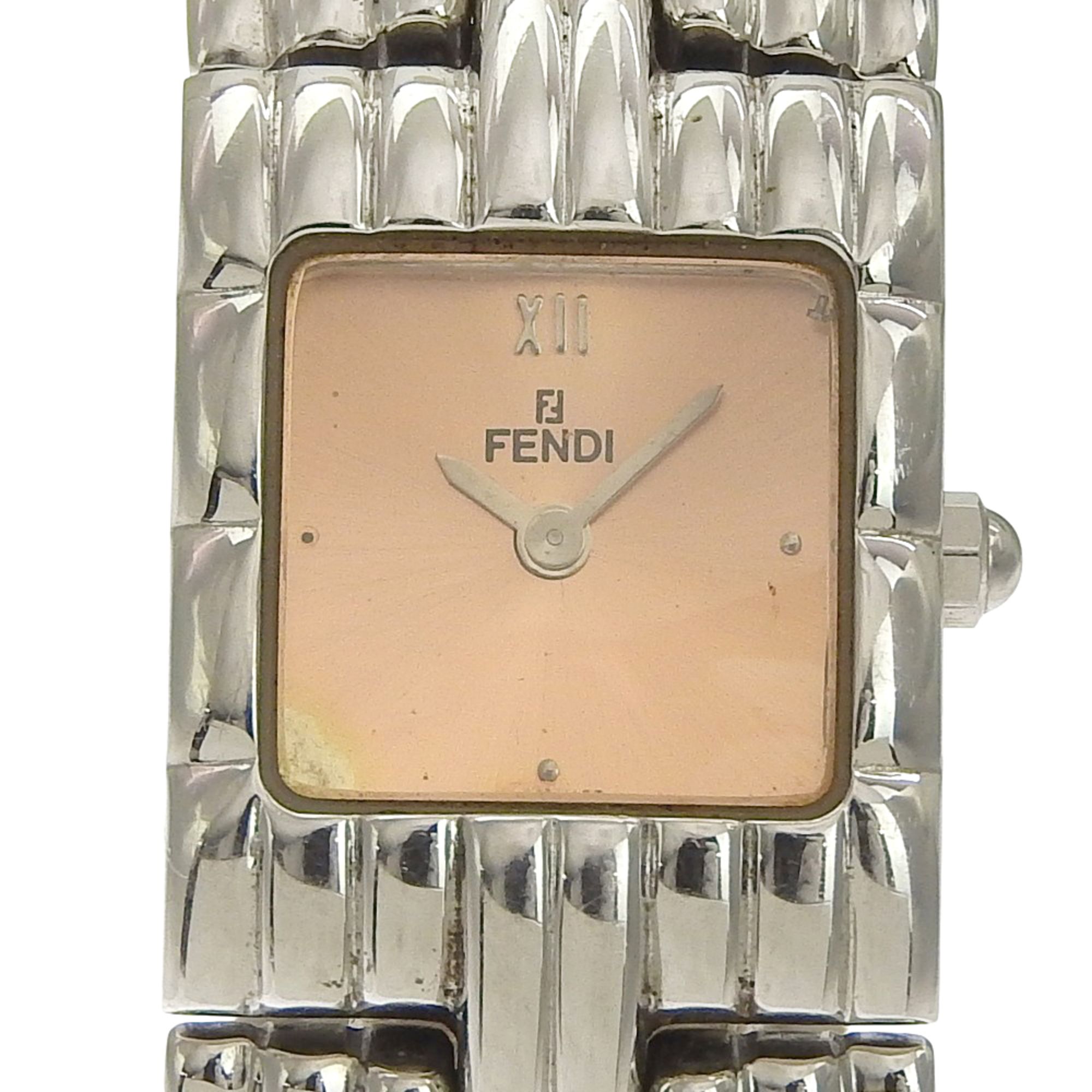 Fendi Olologi Women's Watch, 680L Stainless Steel, Quartz Movement, Analog Display, Pink Gold Dial