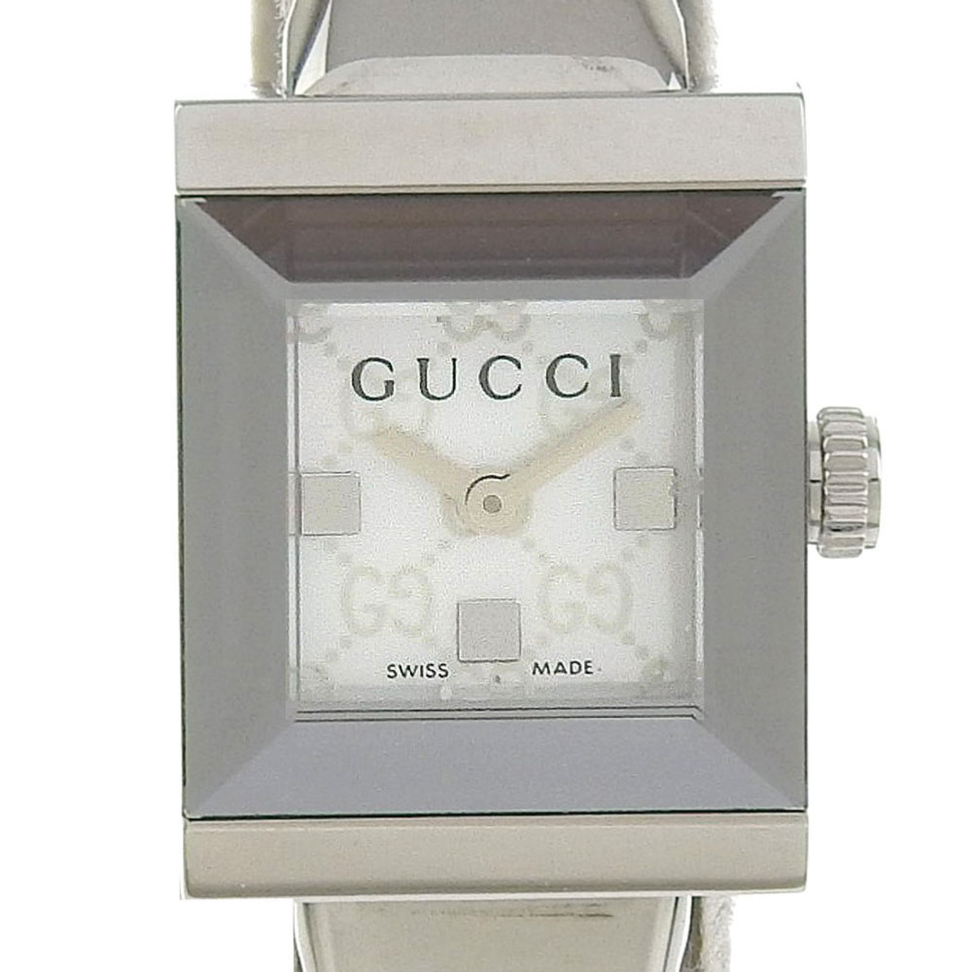 Gucci G Frame Watch YA128.5 Stainless Steel Quartz Analog Display White Shell Dial Women's