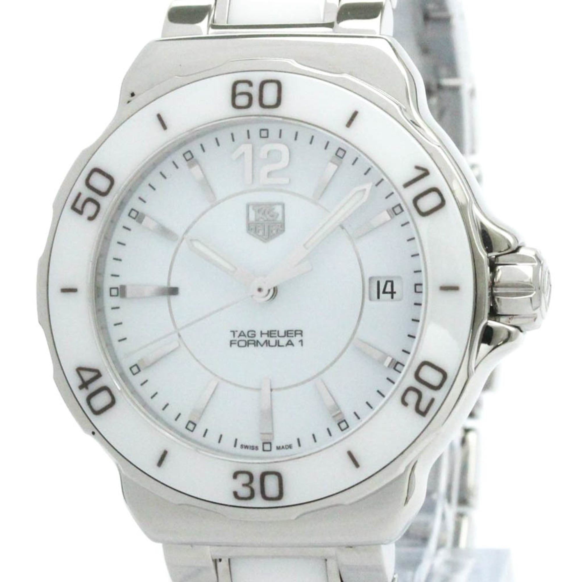 Polished TAG HEUER Formula 1 Ceramic Steel Quartz Ladies Watch WAH1211