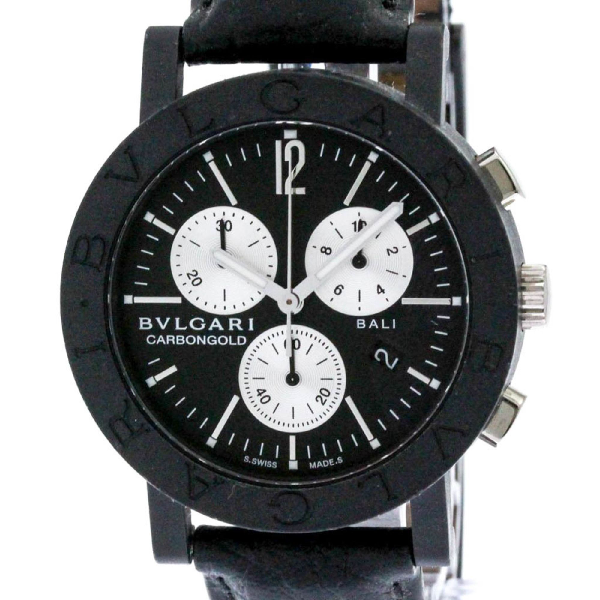 BVLGARI Carbon Gold Chronograph Bali Quartz Unisex Watch BB38CLCH