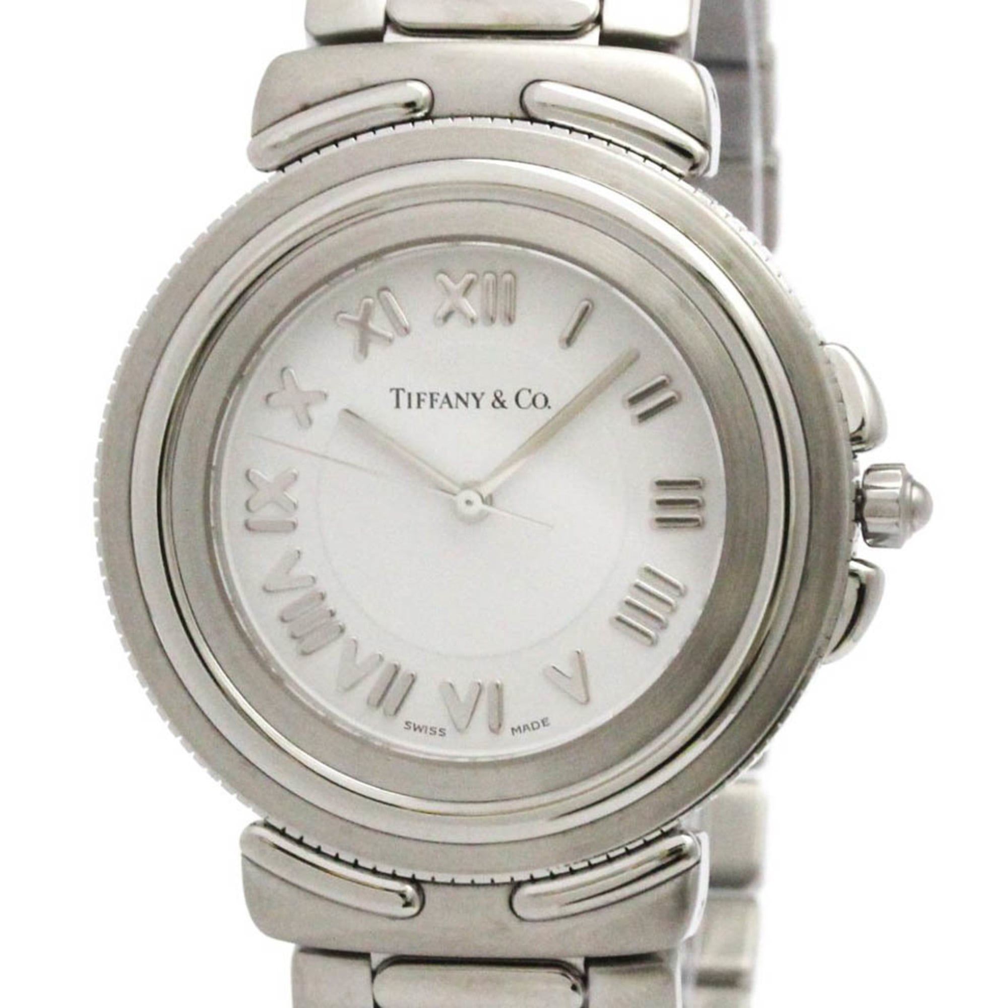 TIFFANY Intaglio Stainless Steel Quartz Mens Watch M0811 Polished