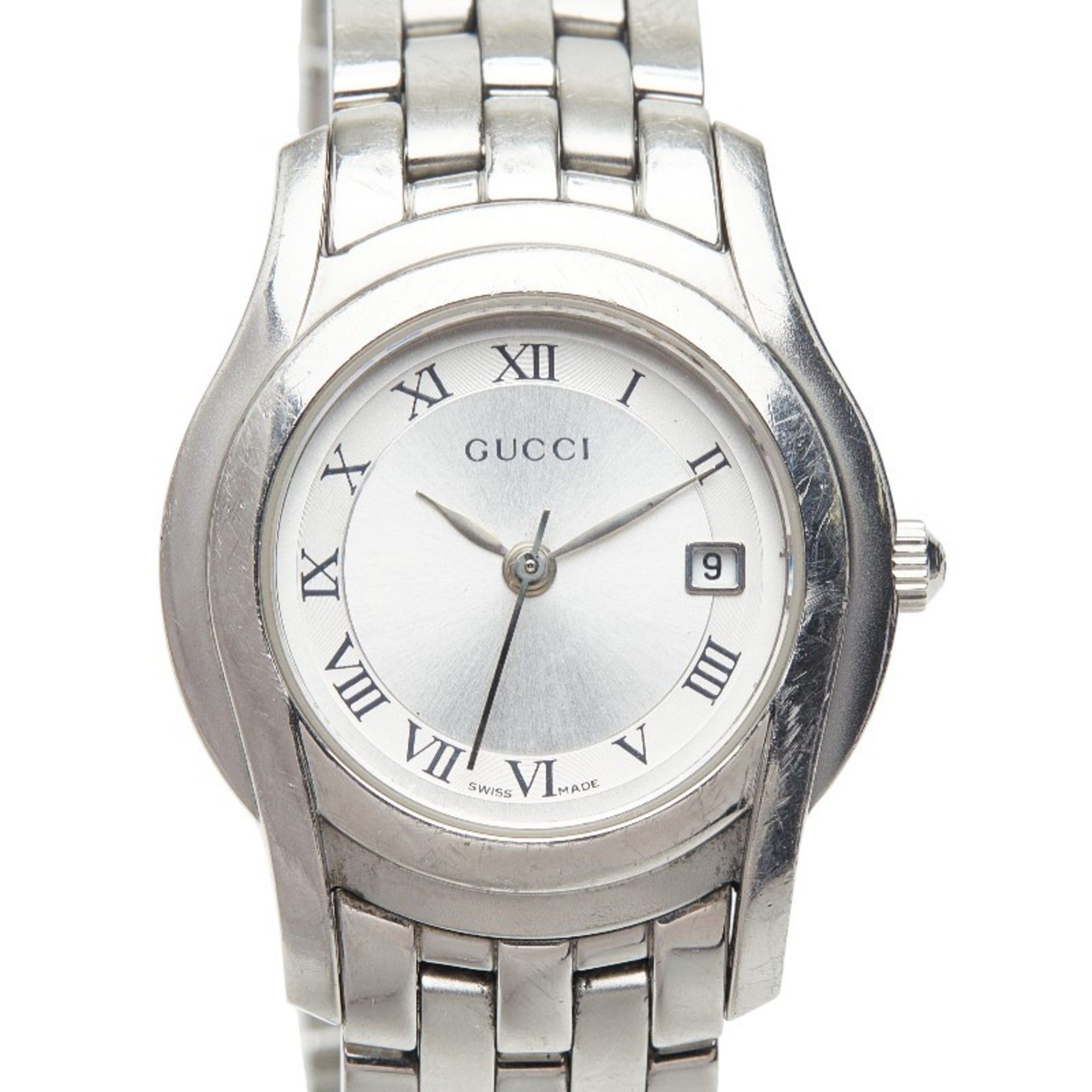 Gucci G-Class 5500L Quartz Watch with Silver Dial and Stainless Steel, Women's
