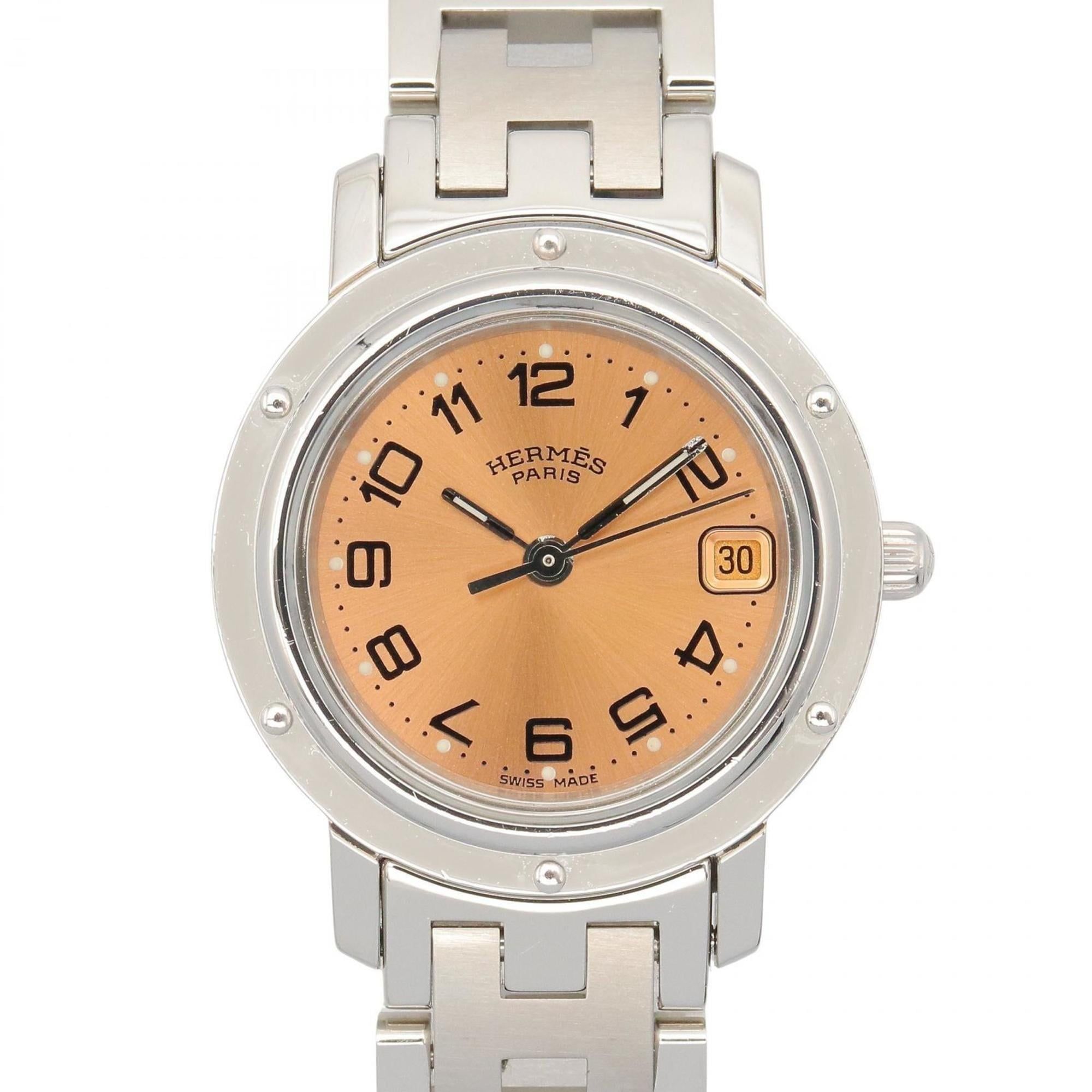 Hermès Clipper Watch, Stainless Steel, Women's, Pink, CL4.210