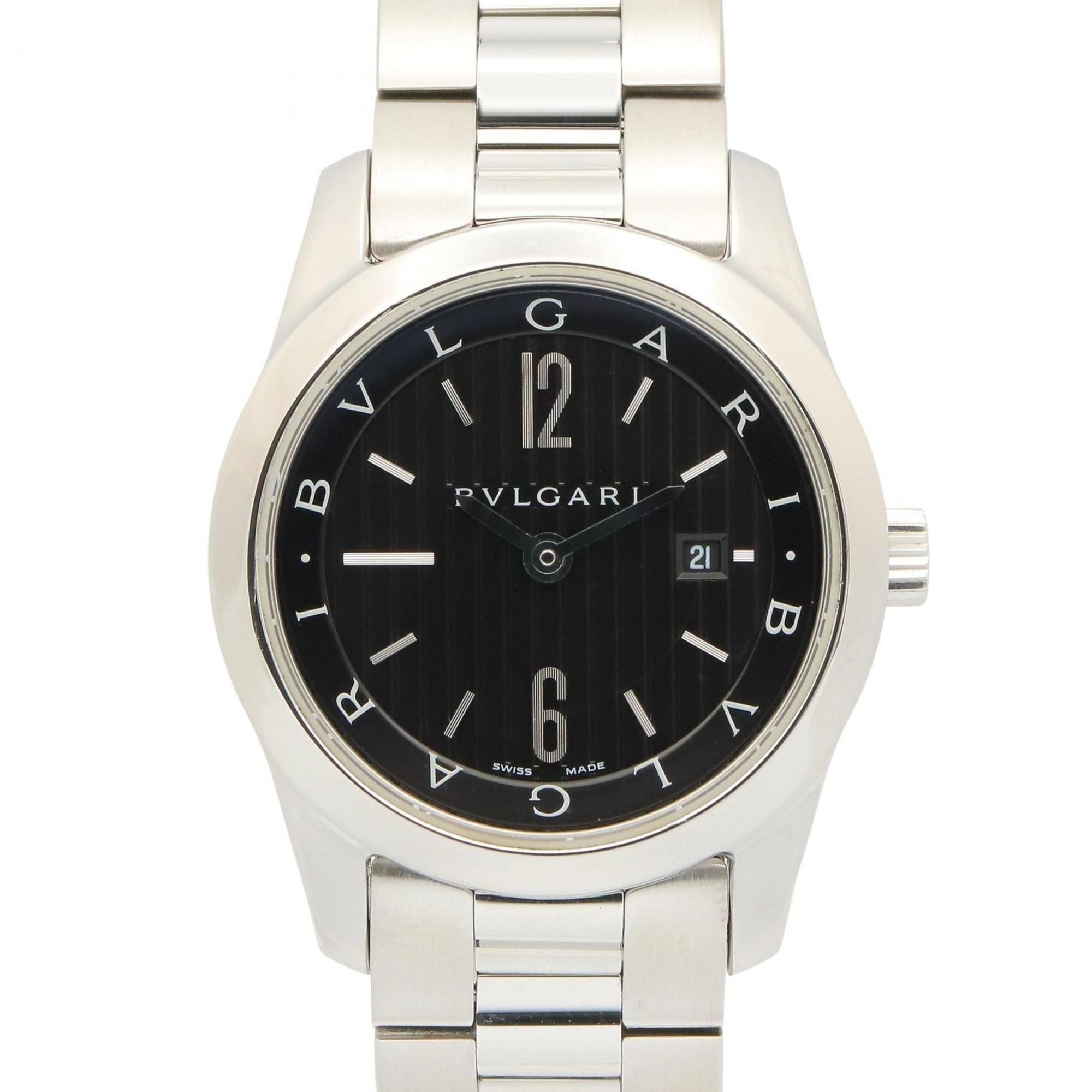 Bvlgari Solotempo Stainless Steel Watch for Women, Black, ST30BSS
