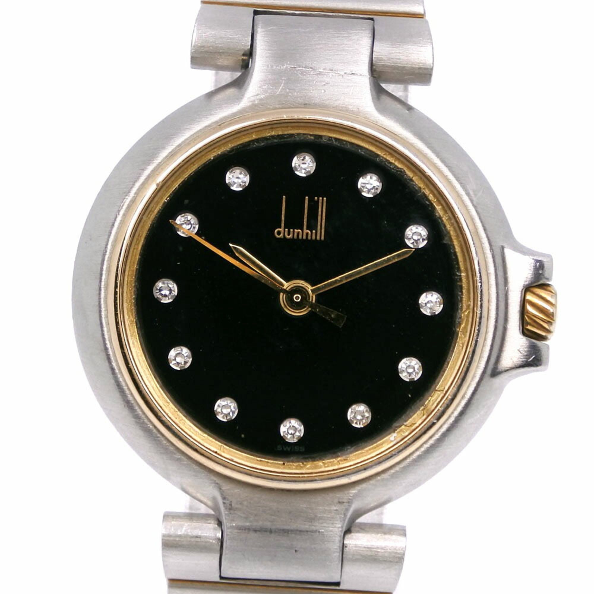 Dunhill Millennium Watch, 12P Diamond, Stainless Steel, Quartz, Analog Display, Black Dial, Millenni