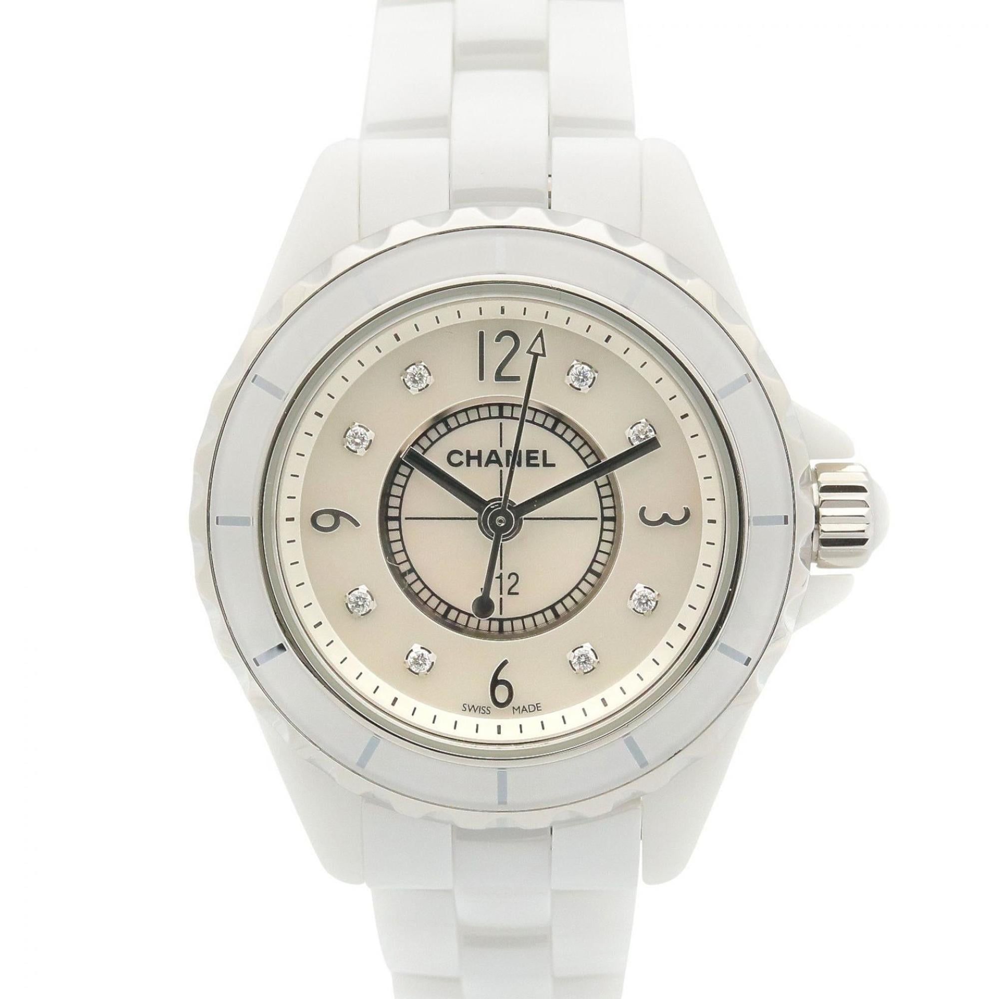 Chanel J12 29mm 8-Diamond Watch, Ceramic, Diamond, Ladies, White/White Shell, H2570