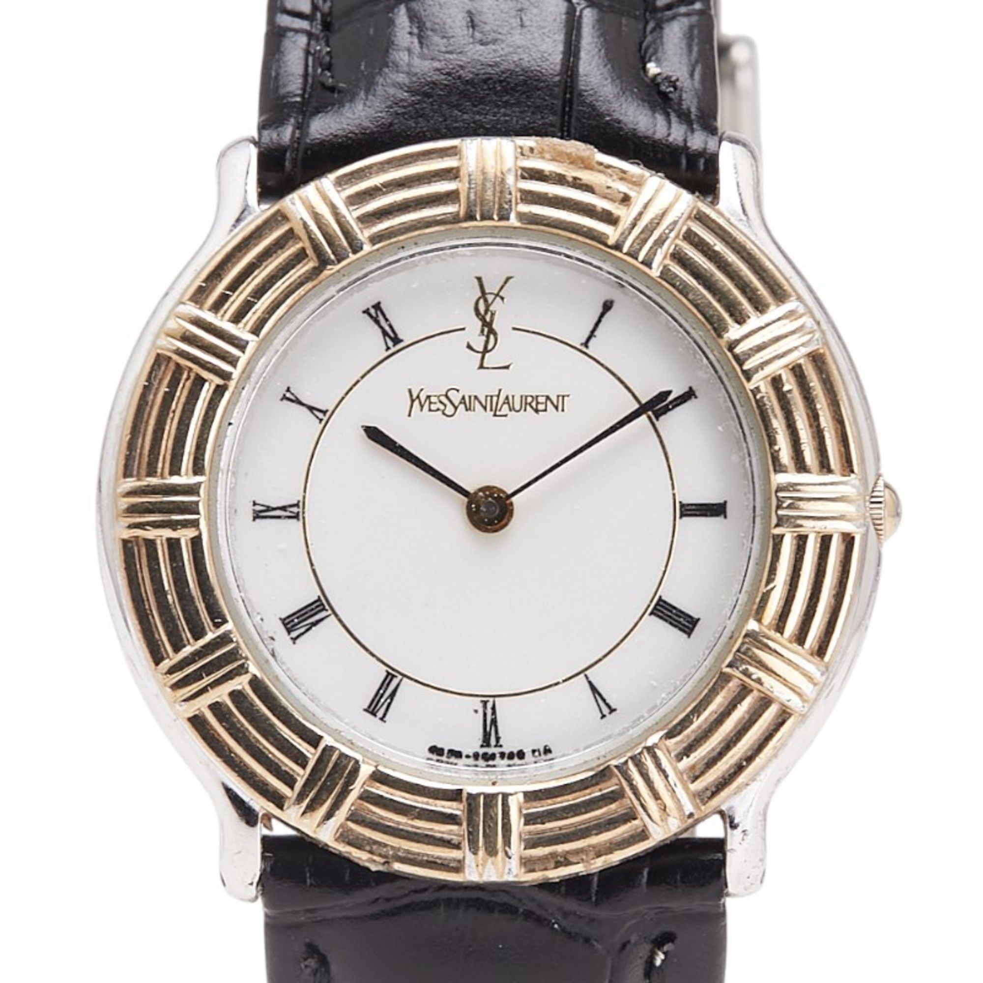 Yves Saint Laurent Women's Watch with Black Leather Strap (Non-OEM) 4620-E60965Y Quartz Movement, Wh