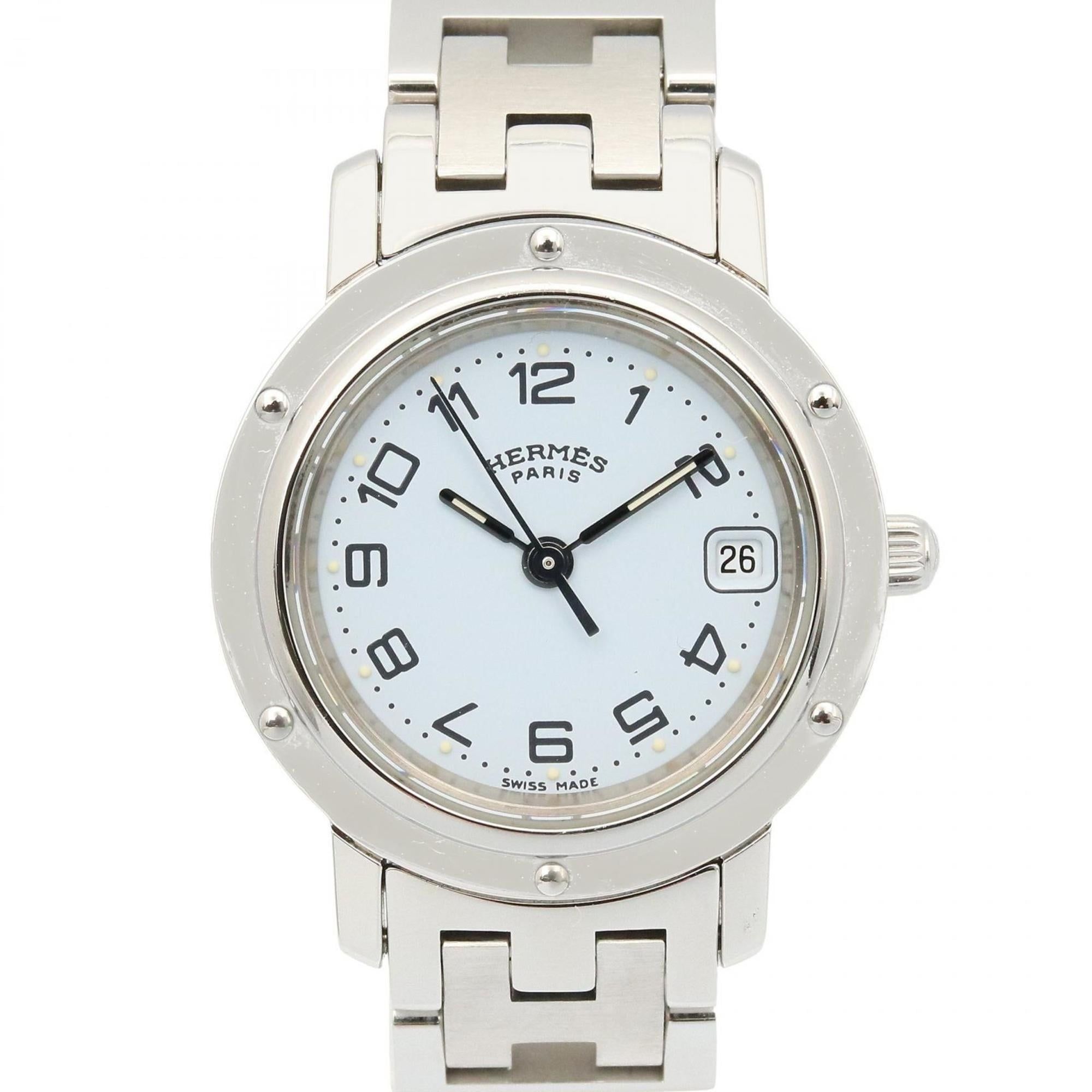Hermès Clipper Watch, Stainless Steel, Women's, White, CL4.210