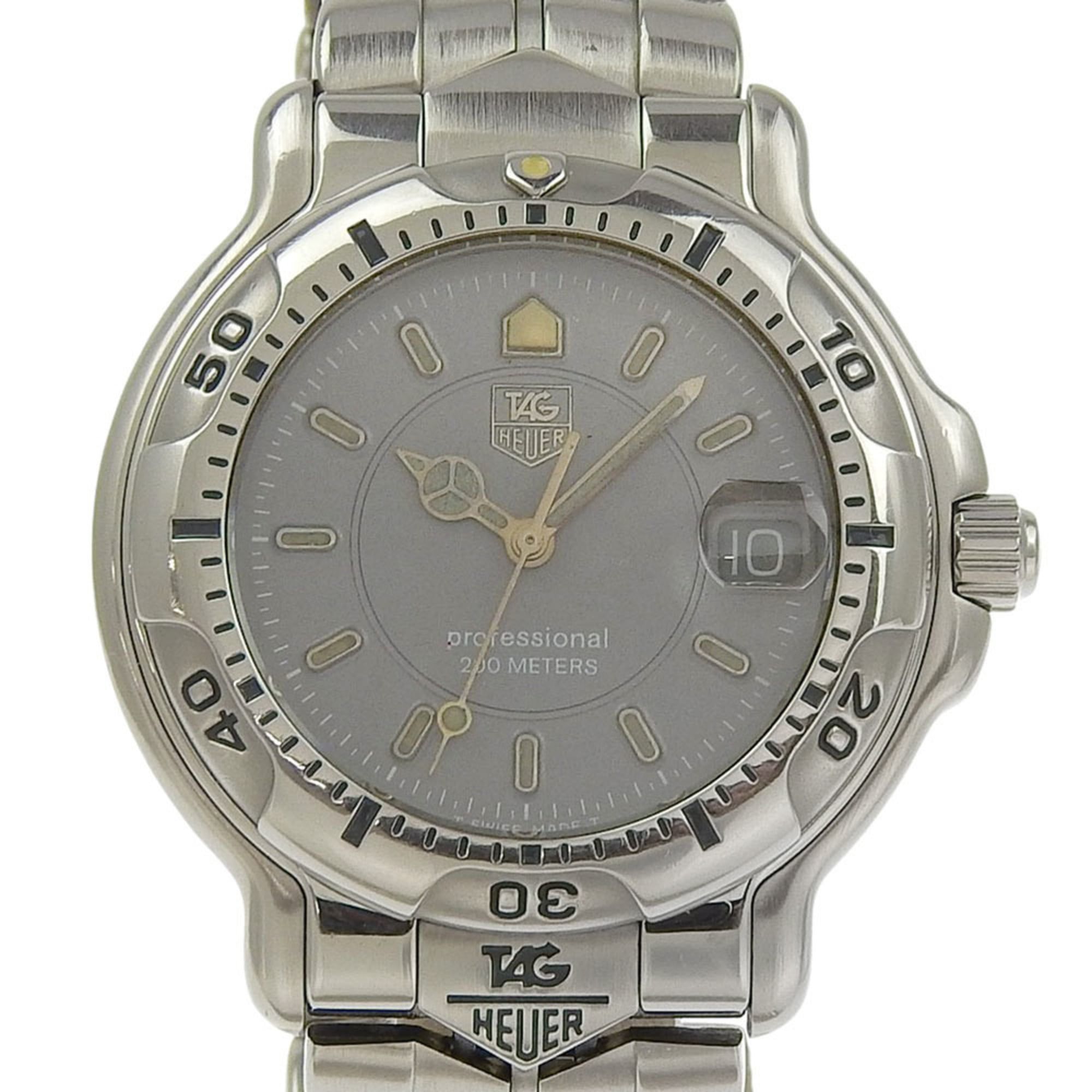 TAG HEUER Professional 6000 Series Watch, WH1112, Stainless Steel, Silver Quartz Movement, Analog Di