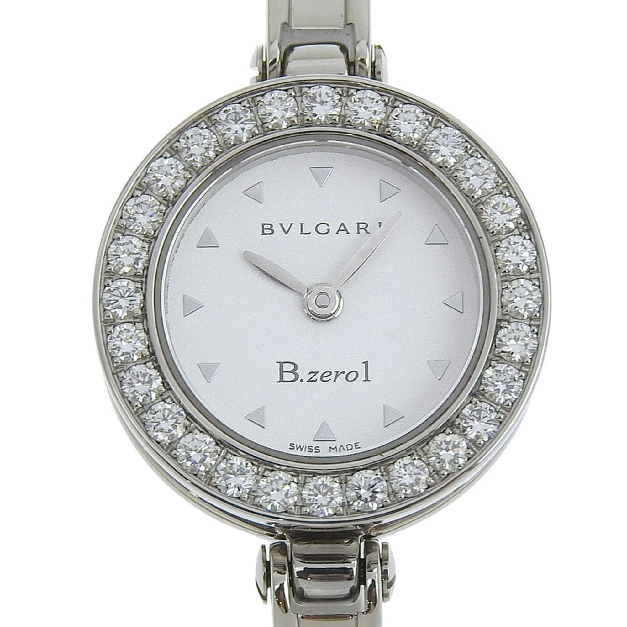 Like new BVLGARI B.zero1 BZ22S women's watch with white dial, diamond bezel, stainless steel quartz