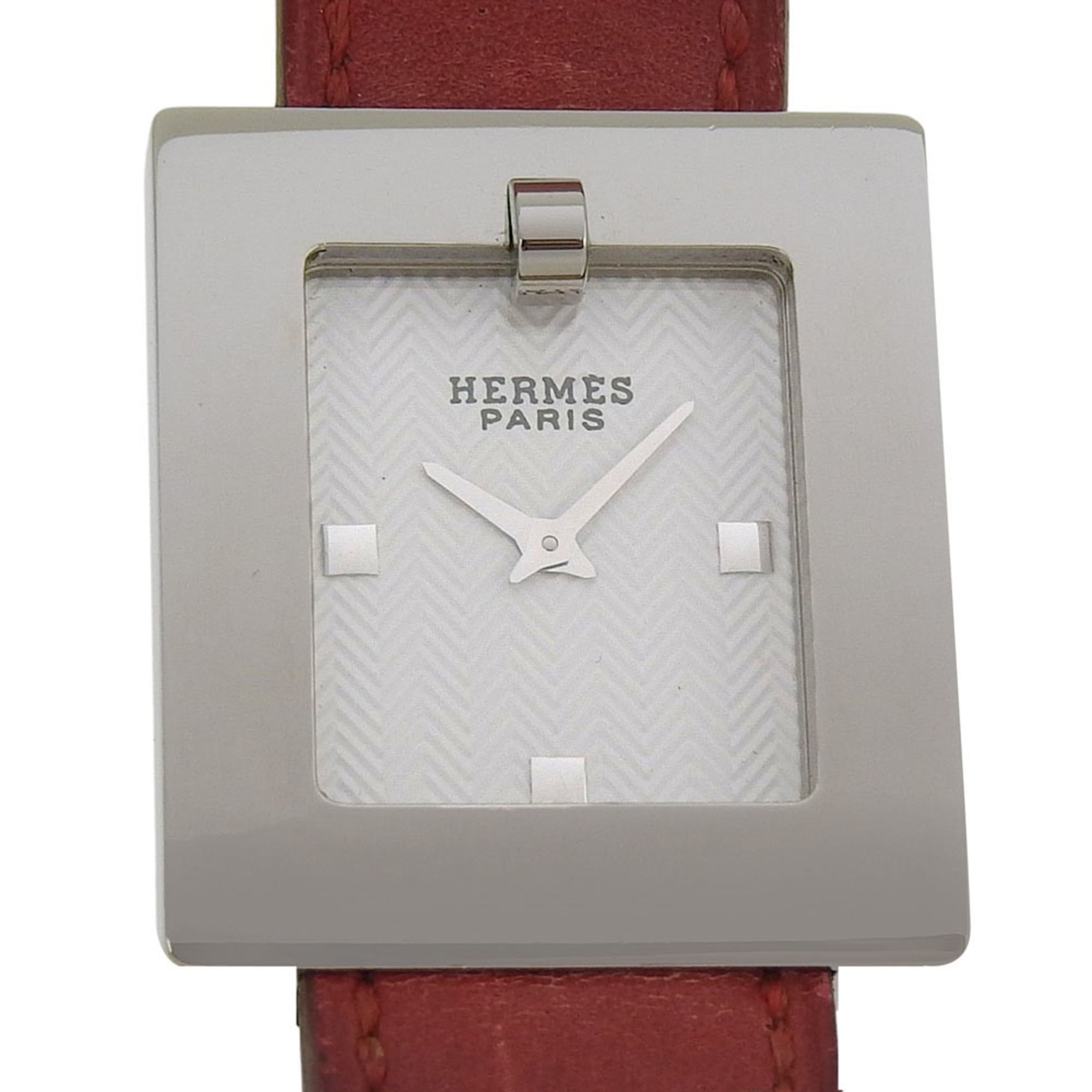 Hermès BE1.210 Women's Stainless Steel and Leather Strap Watch with Quartz Movement, Analog Display,