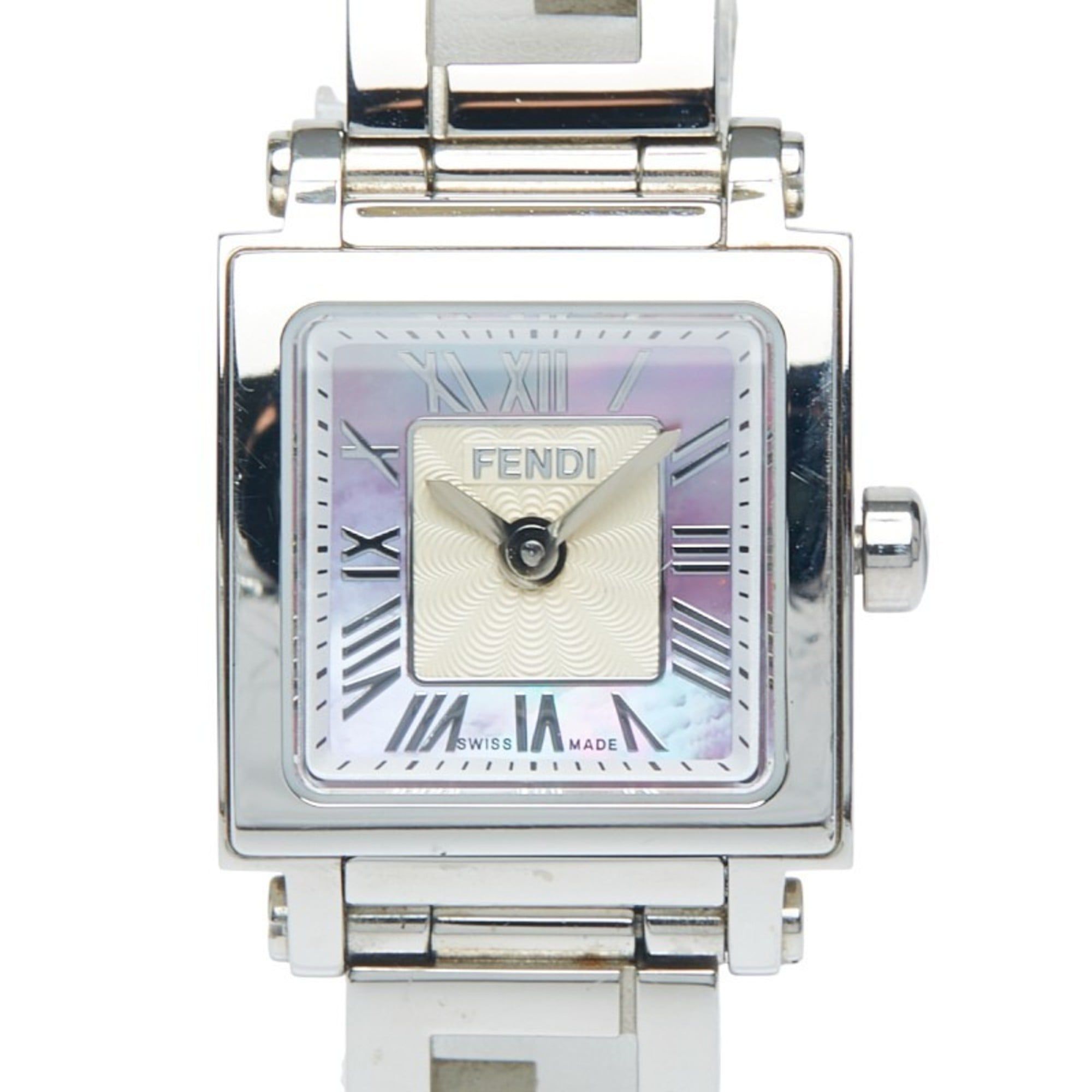 Fendi Quadromini Watch 60500L Quartz Purple Dial Stainless Steel Women's FENDI