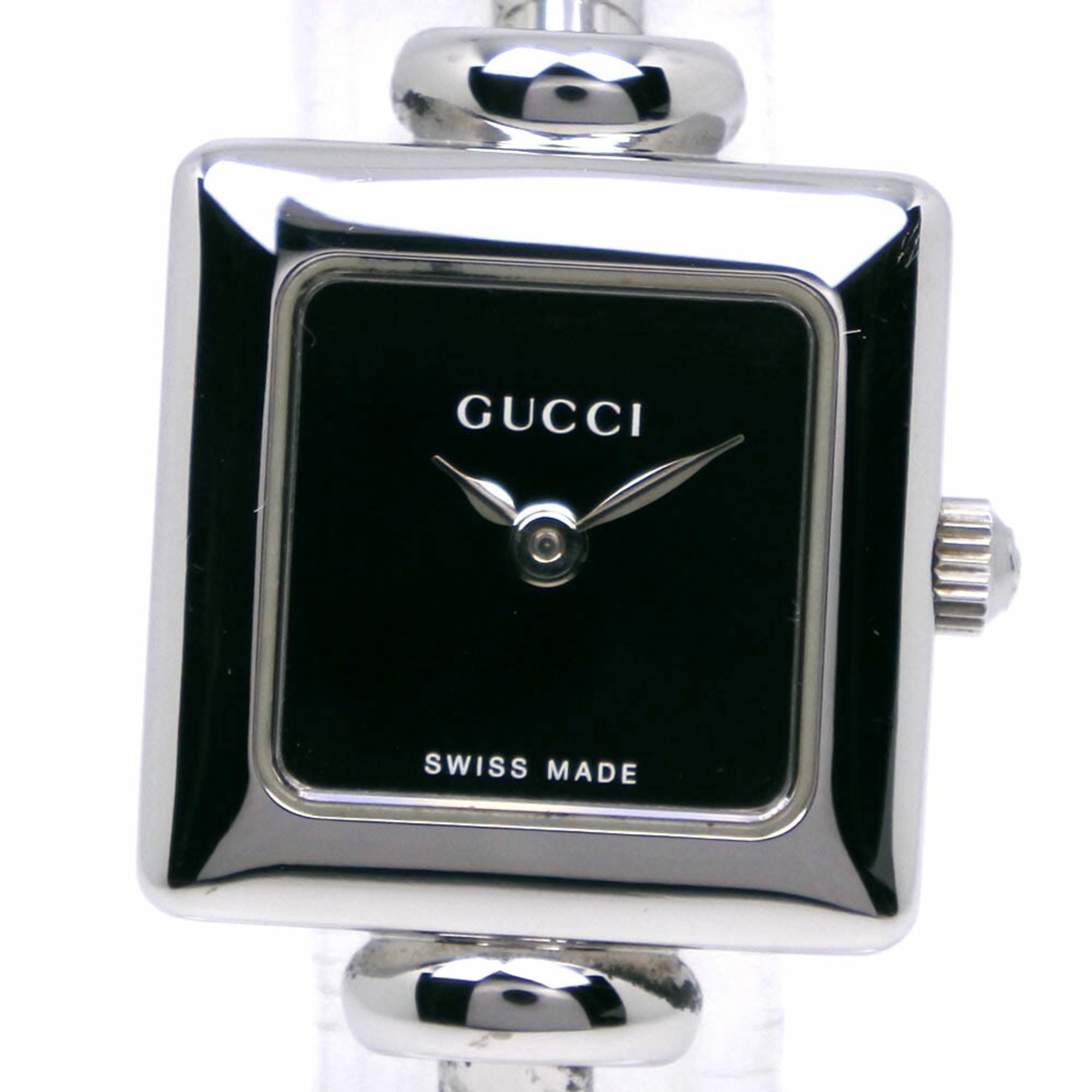 Gucci GUCCI Watch 1900L Stainless Steel Quartz Analog Display Black Dial Women's