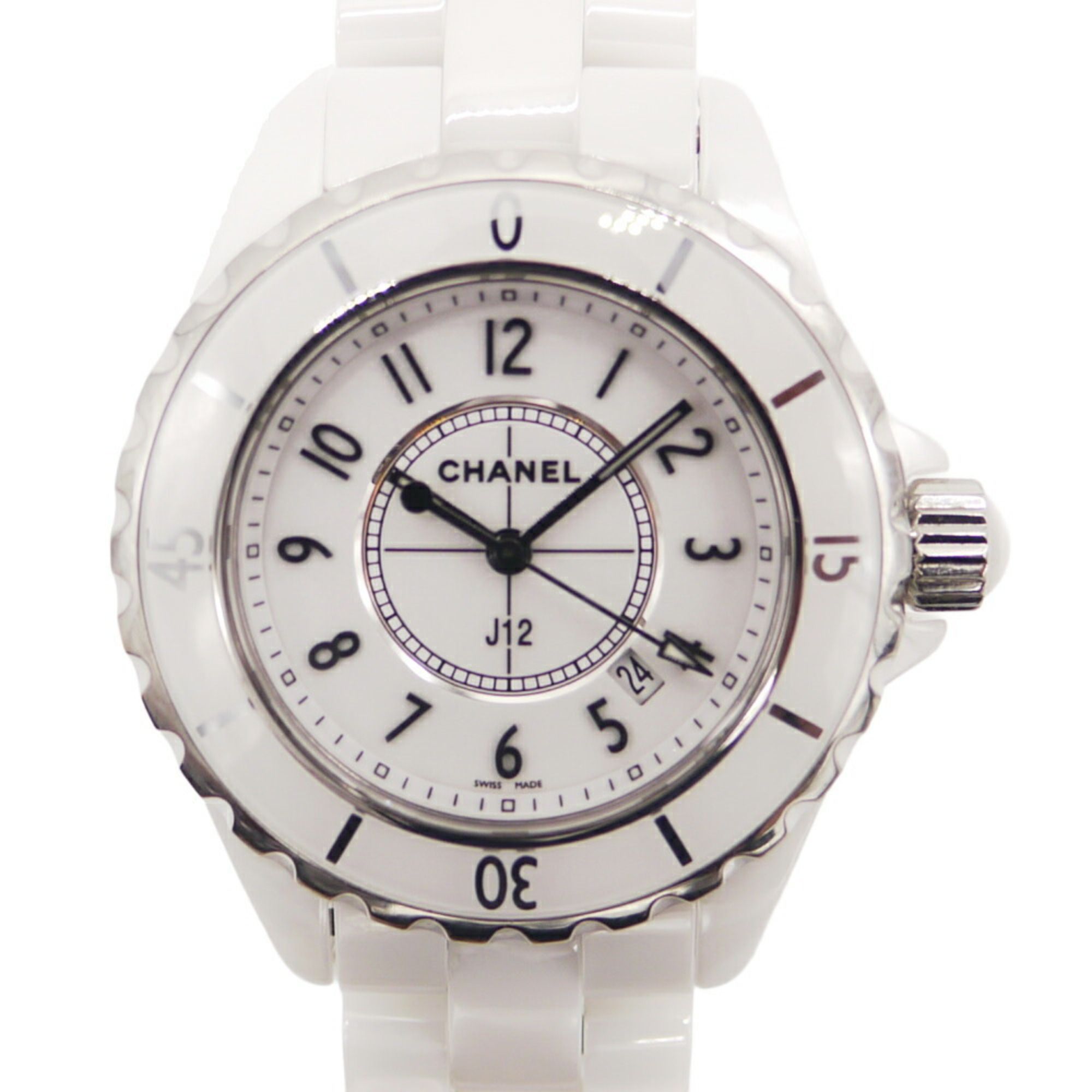 CHANEL J12 White Ceramic Quartz Watch with Dial H0968
