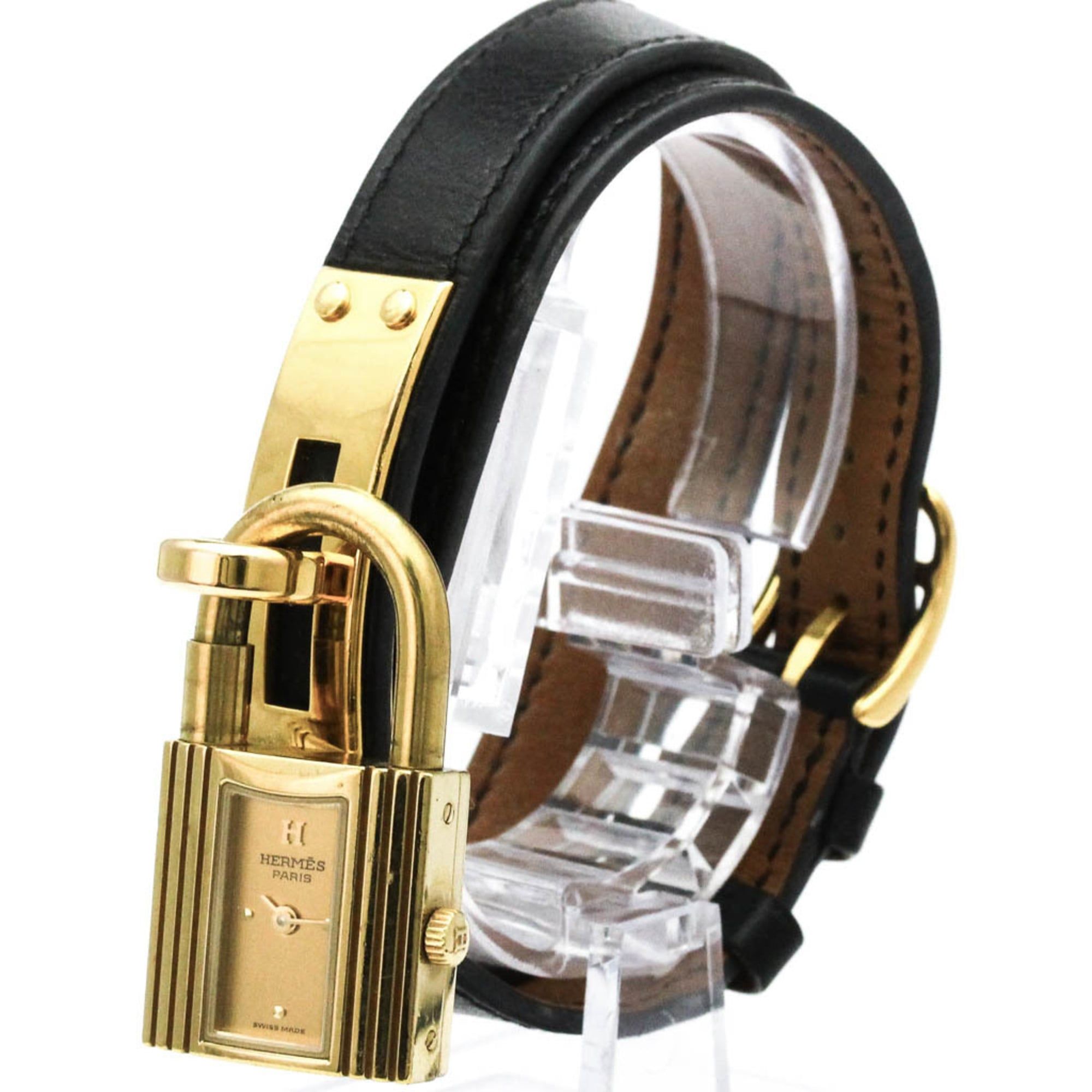 HERMES Kelly Watch Gold Plated Leather Quartz Ladies Watch