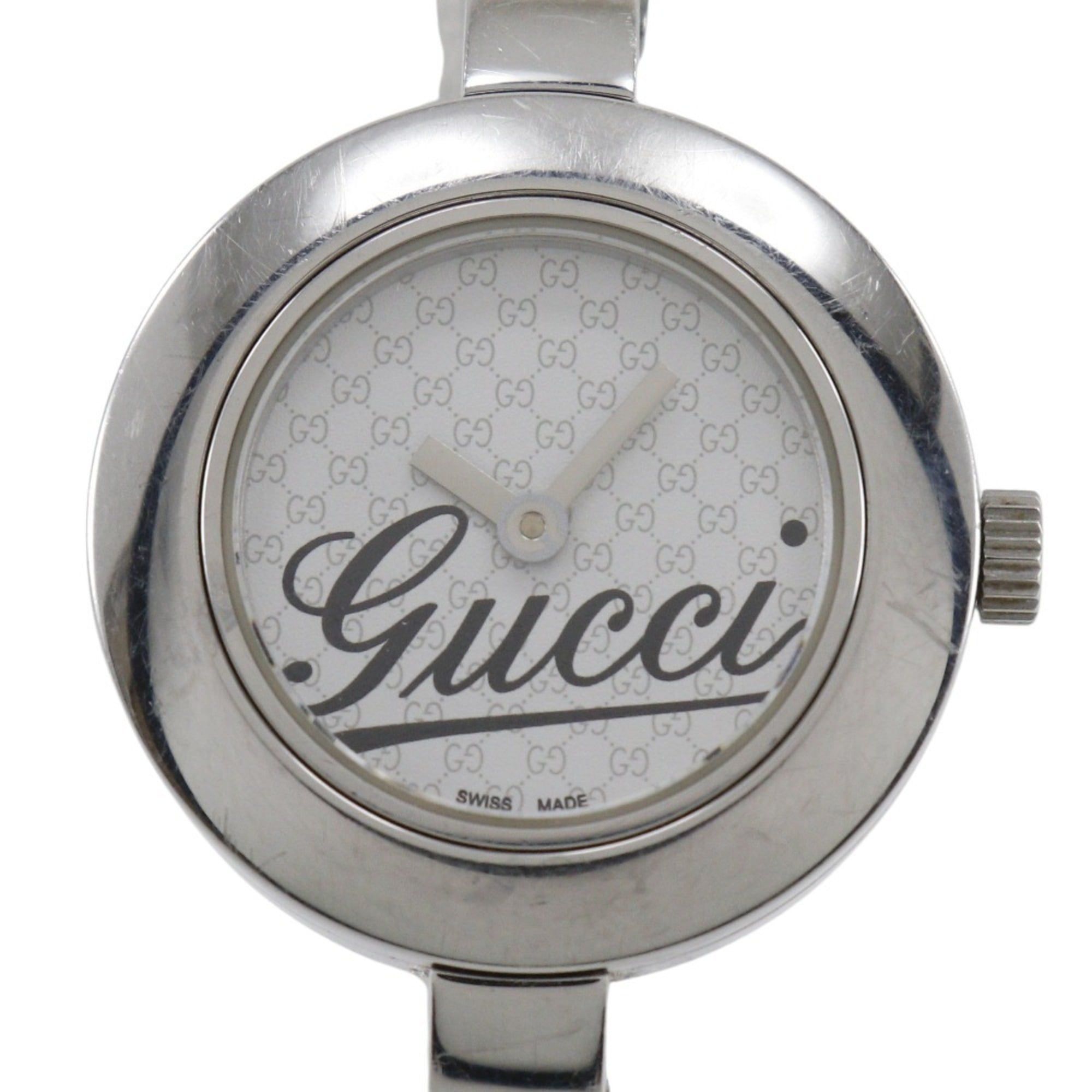 Gucci G Circle Watch Logo 105 Stainless Steel Quartz Analog Display White Dial Women's