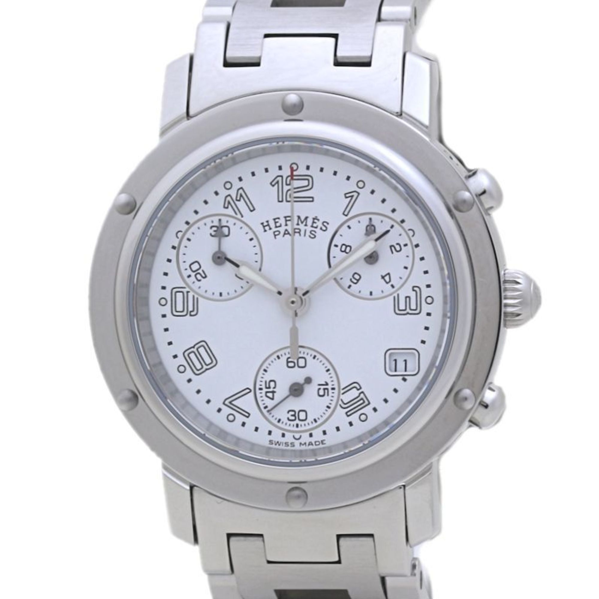 HERMES Clipper Chronograph Watch for Boys, New Buckle, CL1.310.132 3840 SS 40045