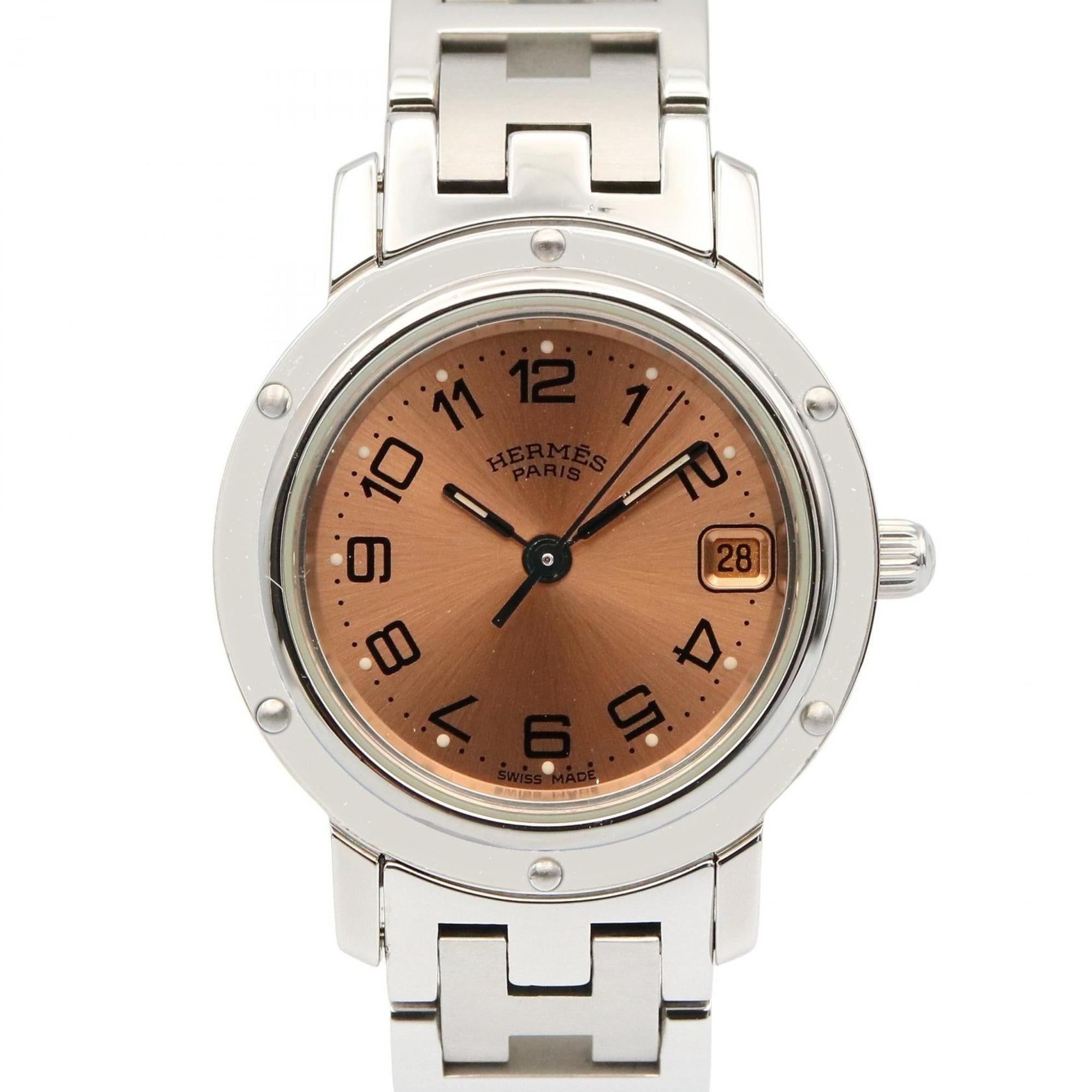Hermès Clipper Watch, Stainless Steel, Women's, Pink, CL4.210